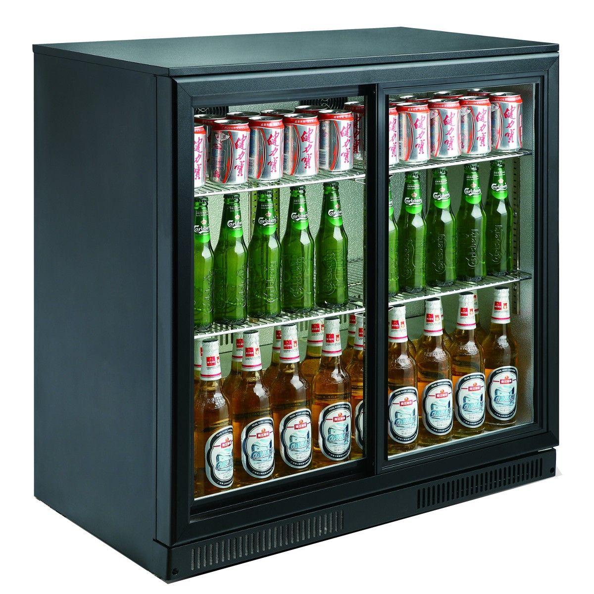 Backbar Barkøleskab Låger Skydedøre Sort