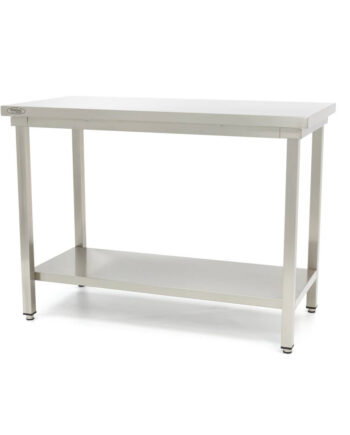 Bord   Rustfrit Stål 80   60 Cm Justerbar Højde Med Opbevaringshylde