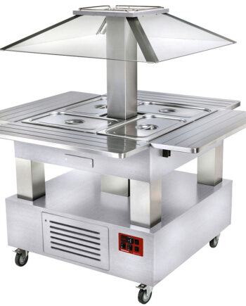 Buffet Kølet Salatbar  Motoriseret Tag 4x Gn1  -150  Hvidt Træ