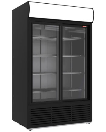 Displaykøleskab  1230 Liter  Lysboks    Skydedøre Sort