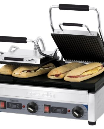 Dobbeltkontaktgrill Premium Rillet Glat Med Timer