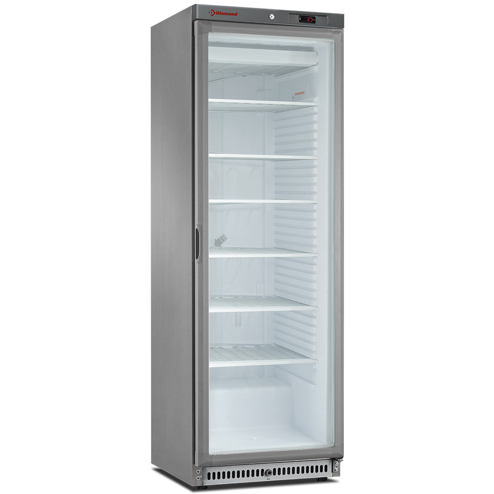 Fryser Statisk Glasdør 400 Liter Rustfrit Stål