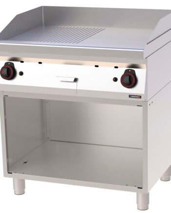 Gasgrillplade Rillet Glat Krom Med åbent Skab 80