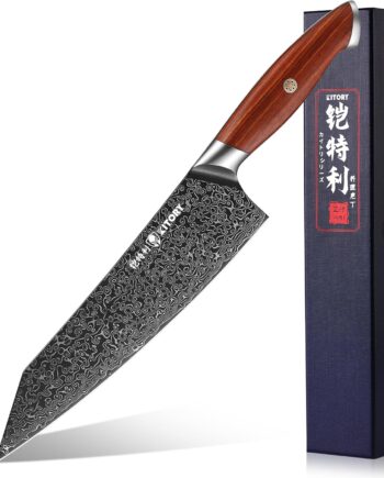 Kitory Kokkekniv Kiritsuke Kniv Damaskus Rustfrit Stål 21 Cm