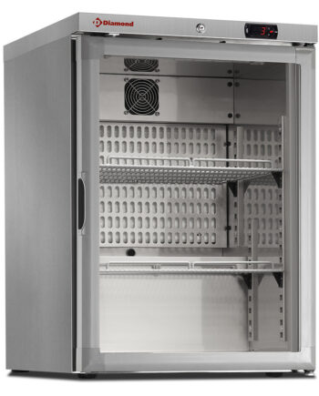 Kkøleskab  Glaslåge  150 Liter  Rustfrit Stål