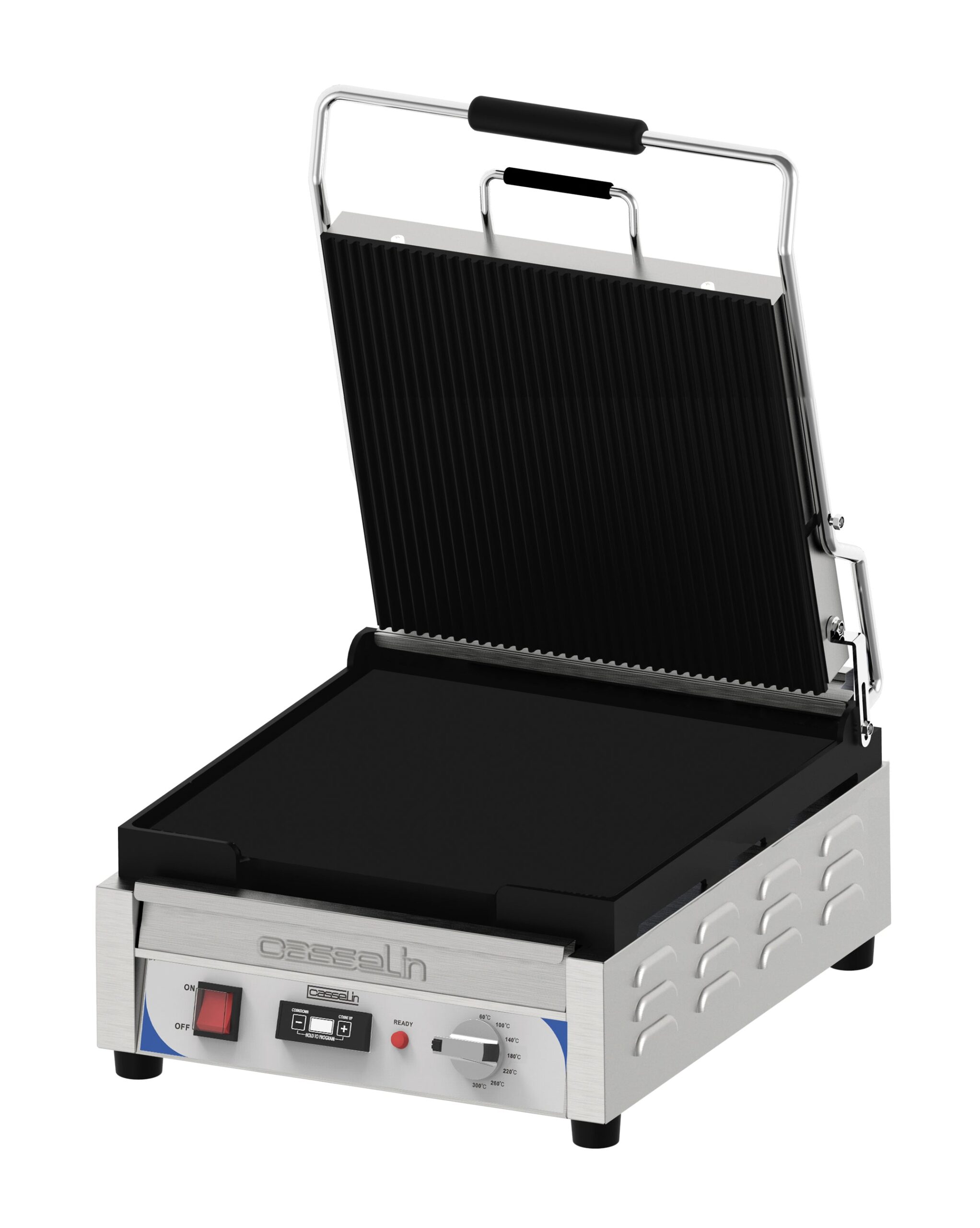 Kontaktgrill Premium Rillet Glat Med Timer