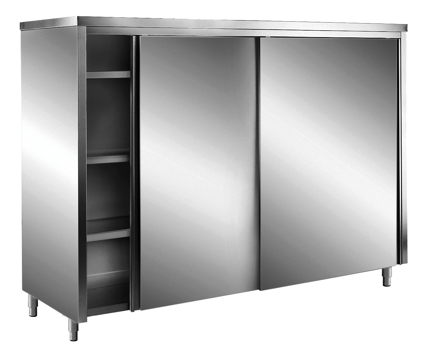 Saro Opbevaringsskab Rustfrit Stål Med Skydelåger Aisi 304 Fladt Tag 1600x600