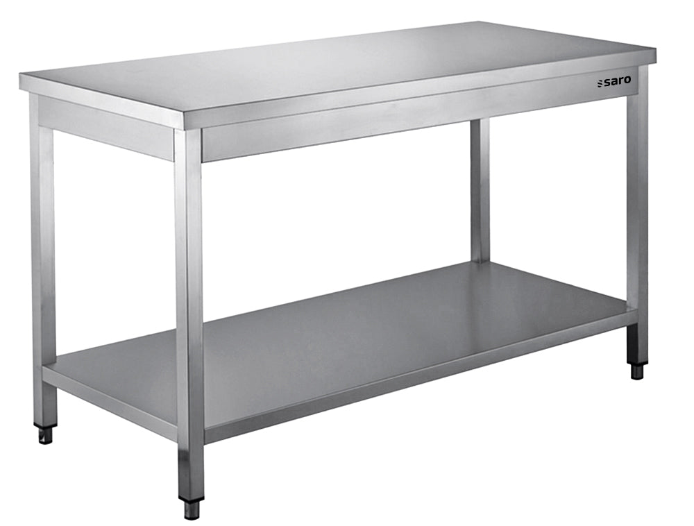 Saro Rustfrit Stål Bord Afmonteret Med Underhylde 600 Mm Dybde 1500 Mm