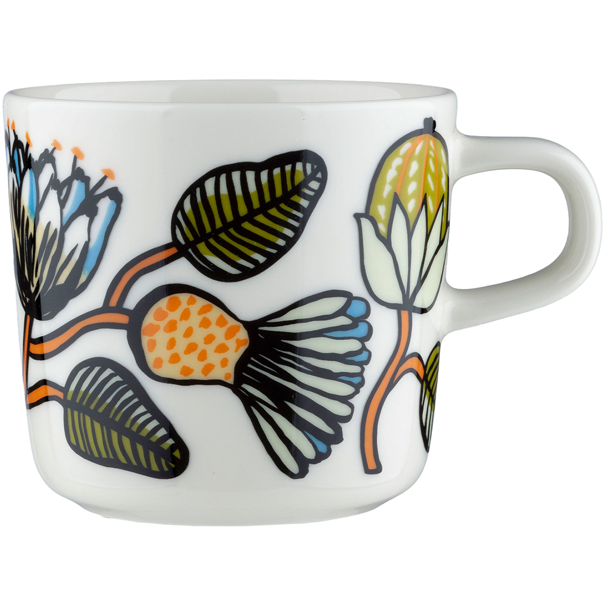 Marimekko Tiara Kaffekop   Dl  Hvid Grøn Orange