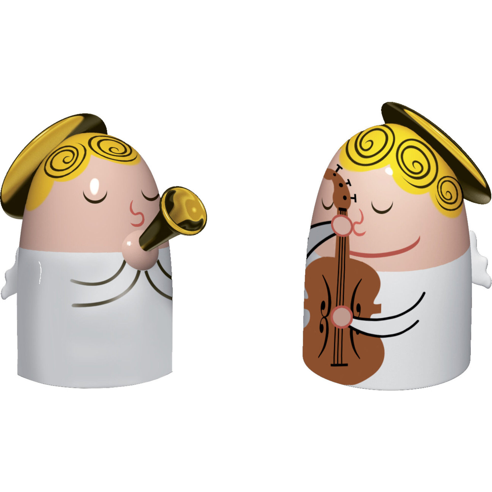 Alessi Engle Med Instrumenter Porcelænsfigurer