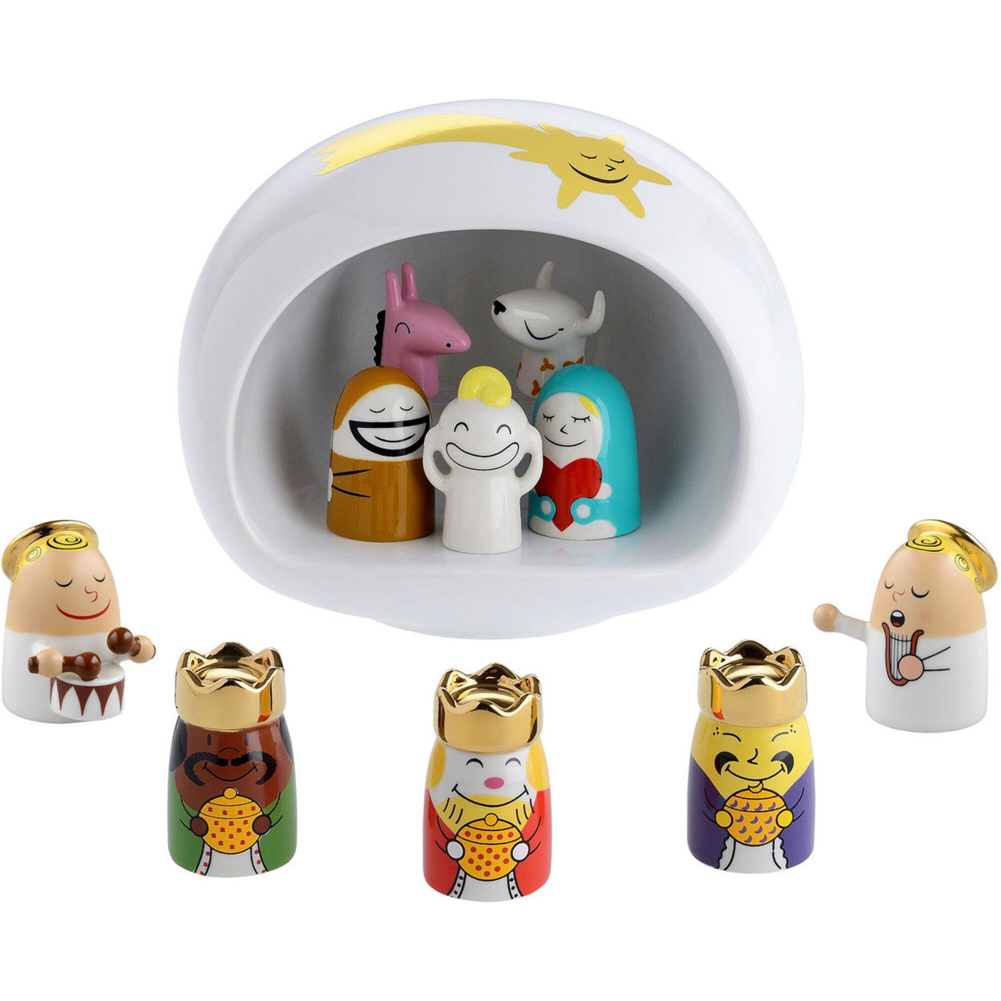 Alessi Krybbespil   Porcelæn  Guld