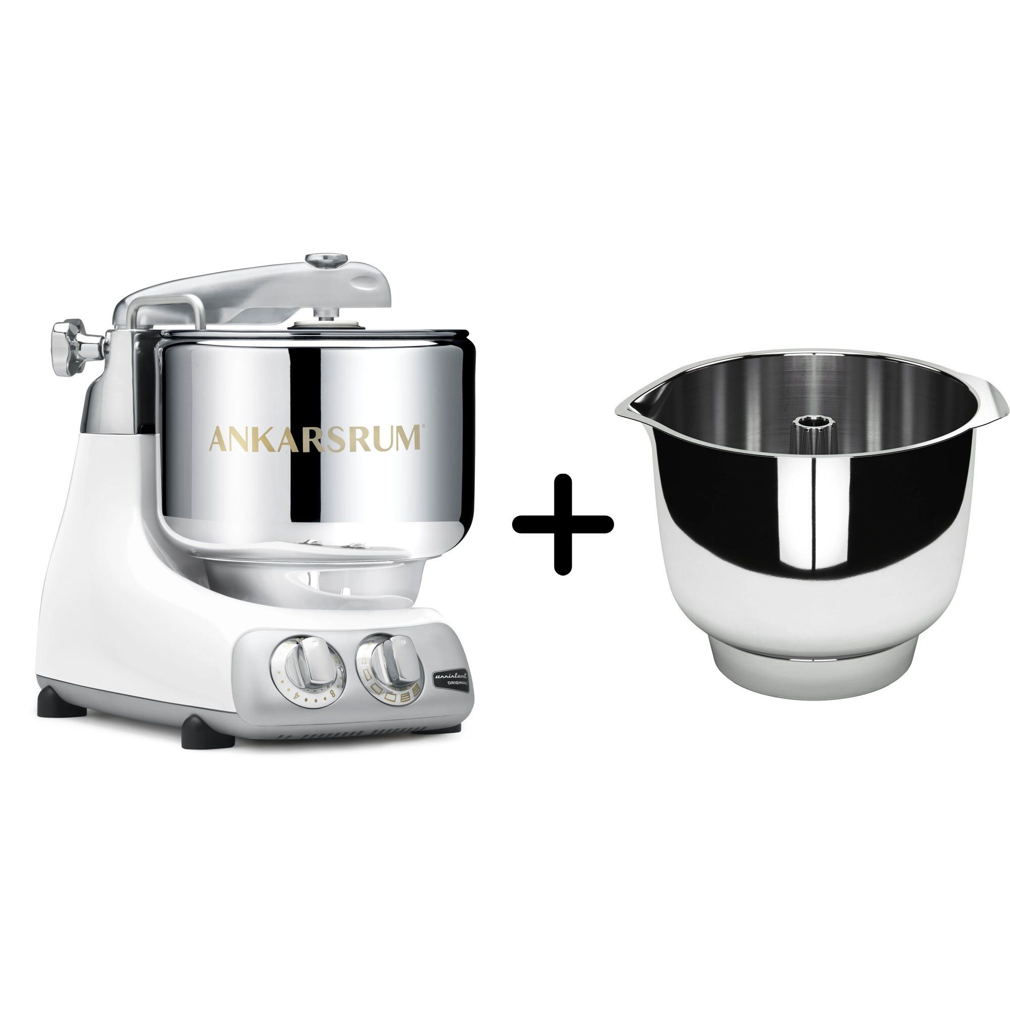 Ankarsrum Akm 6230 Køkkenmaskine   Assistent Original Piskeskål  Mineral White