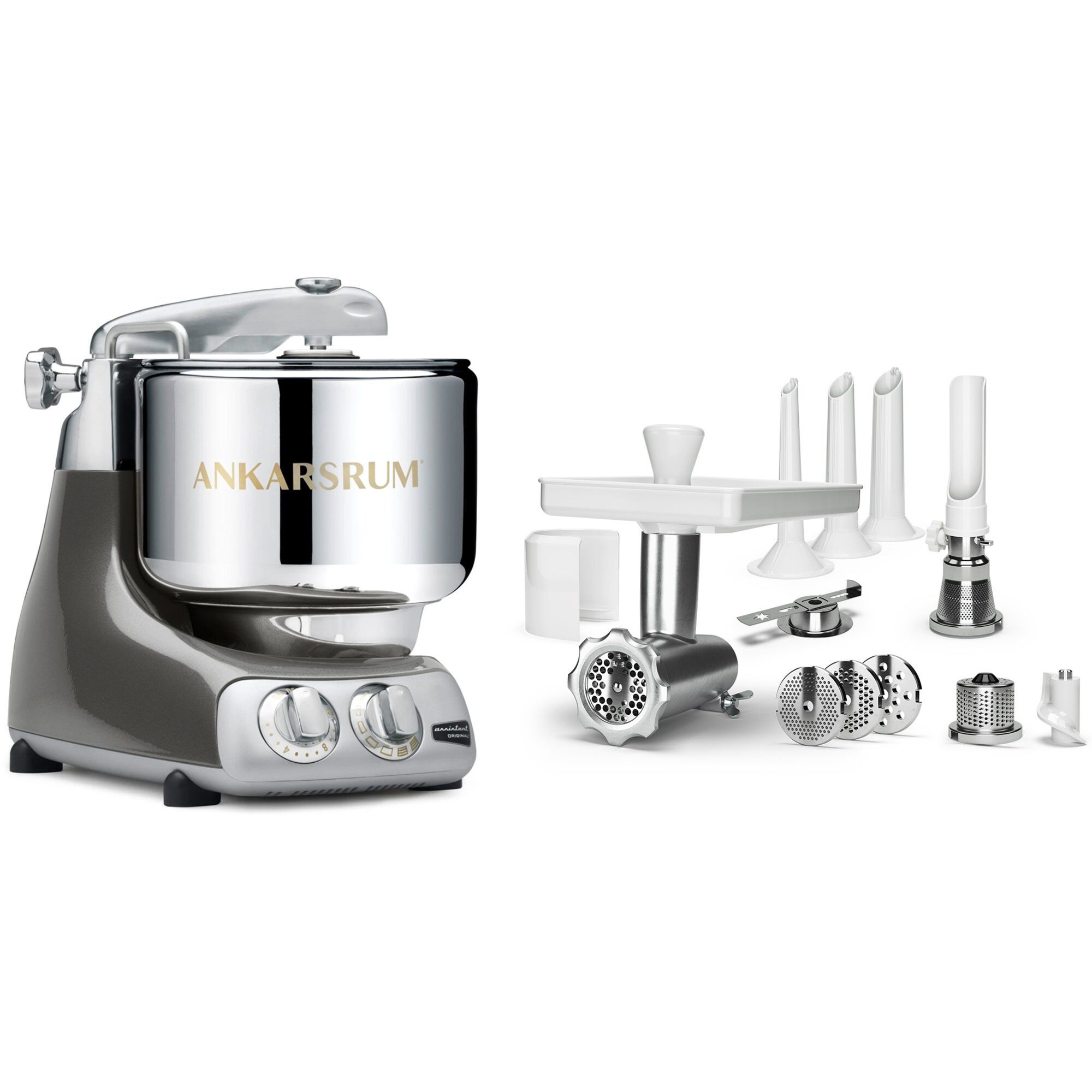 Ankarsrum Assistent Akm 6230 Røremaskine   Komplet Kødhakker  Black Chrome