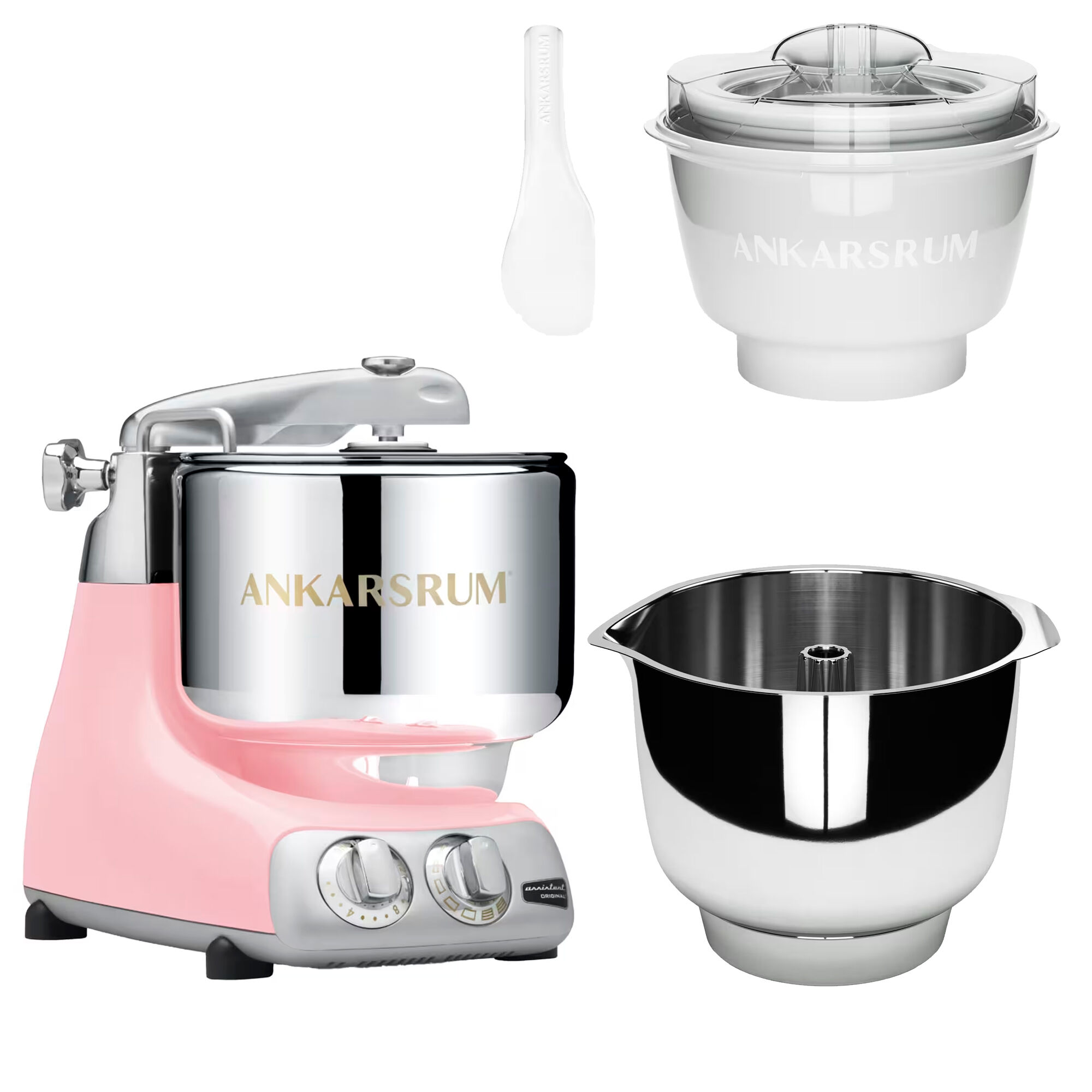 Ankarsrum Assistent Original Akm 6230 Køkkenmaskine Med Istilbehør Og Ekstra Piskeskål  Cloudy Pink