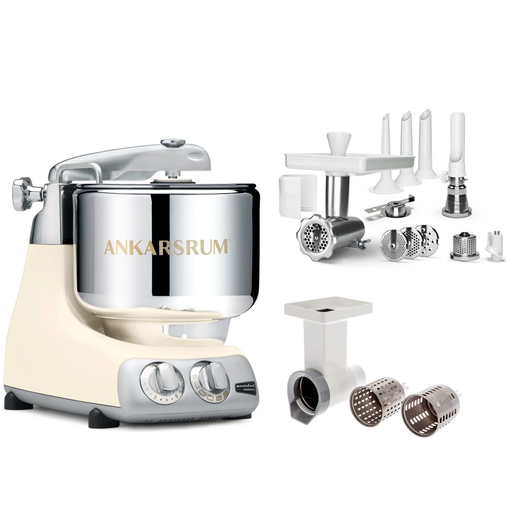 Ankarsrum Assistent Røremaskine  Large Tilbehørspakke  Light Creme