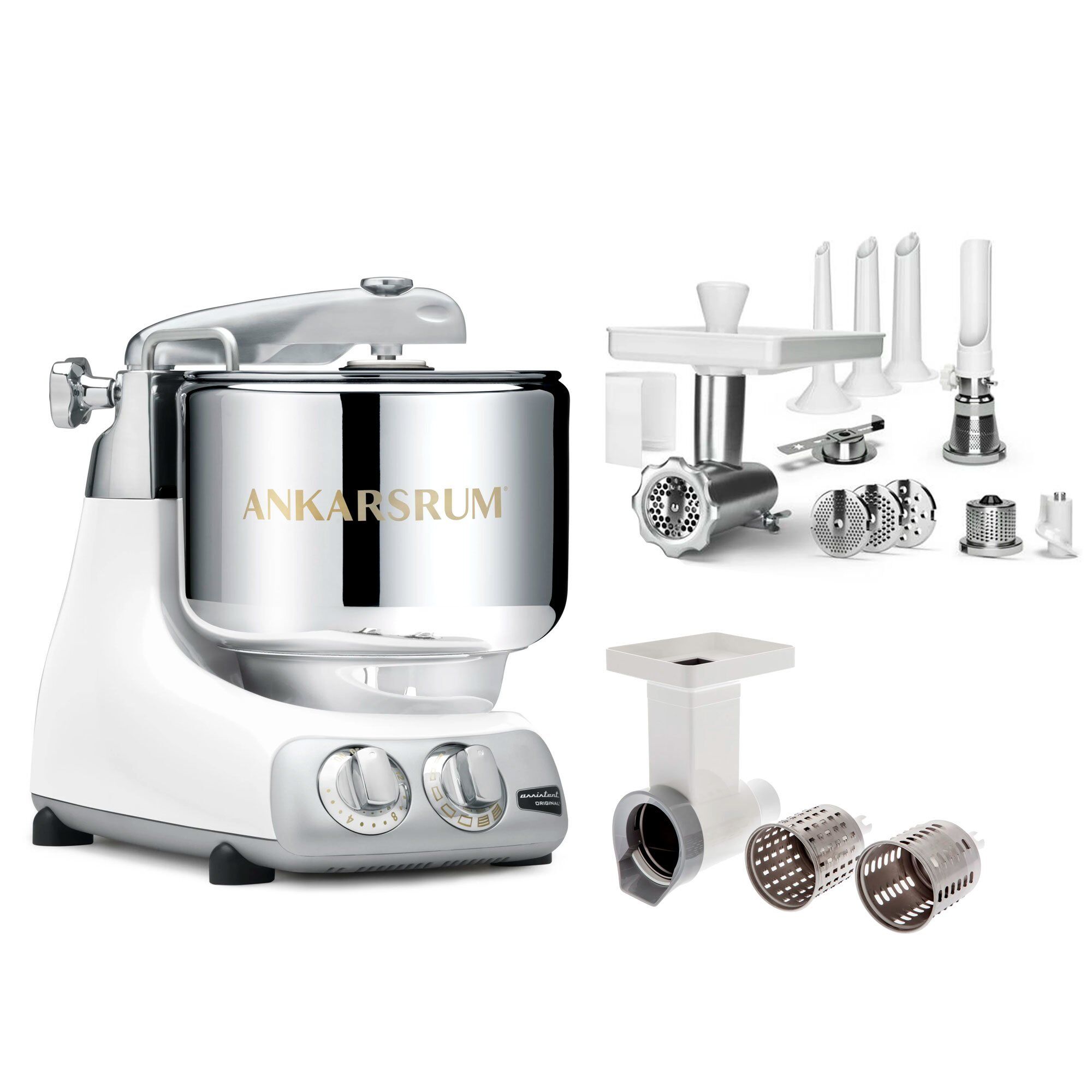 Ankarsrum Assistent Røremaskine  Large Tilbehørspakke  Mineral White