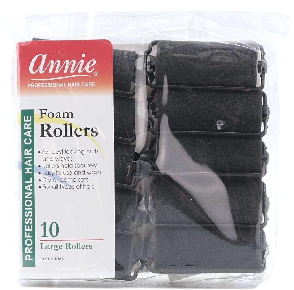 Annie Foam Rollers Large Sort 10 Stk