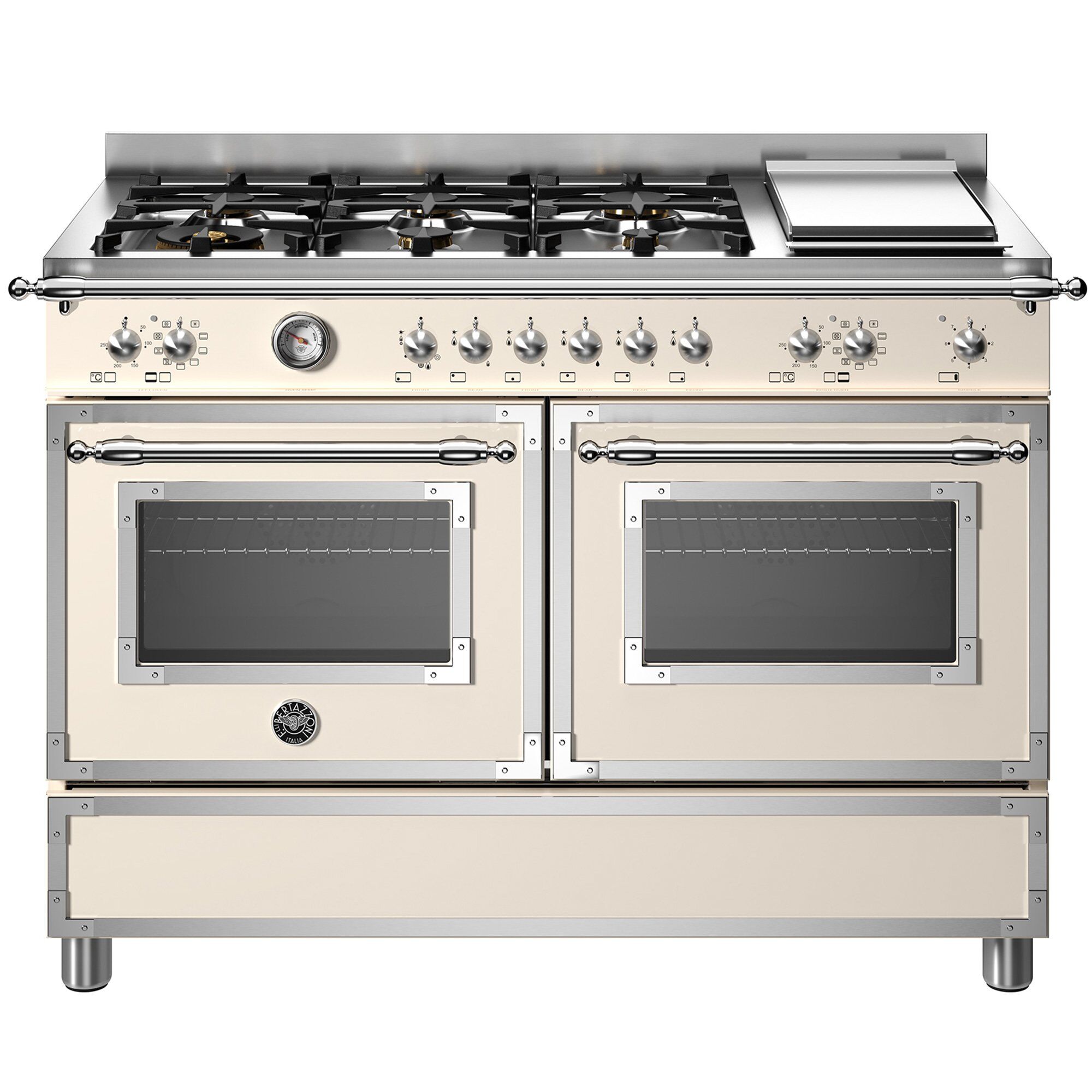 Bertazzoni Her126g2eavt Heritage Gaskomfur Med Dobbeltovn  120 Cm  Cremevit