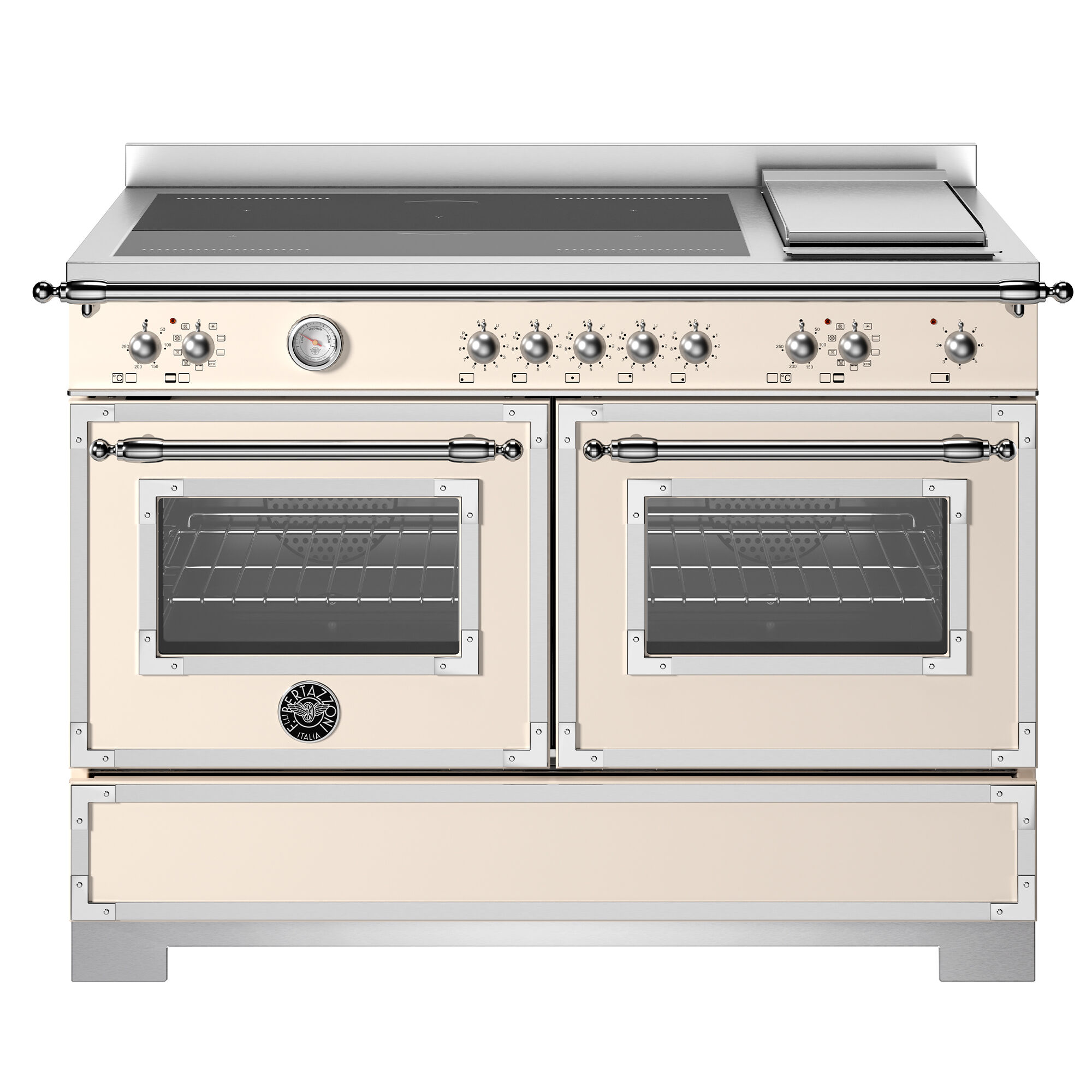 Bertazzoni Her125i2eavt2 Heritage Induktionskomfur 120 Cm Med   Zoner  Elektrisk Stegebord Og   Ovne  Elfenbenshvid