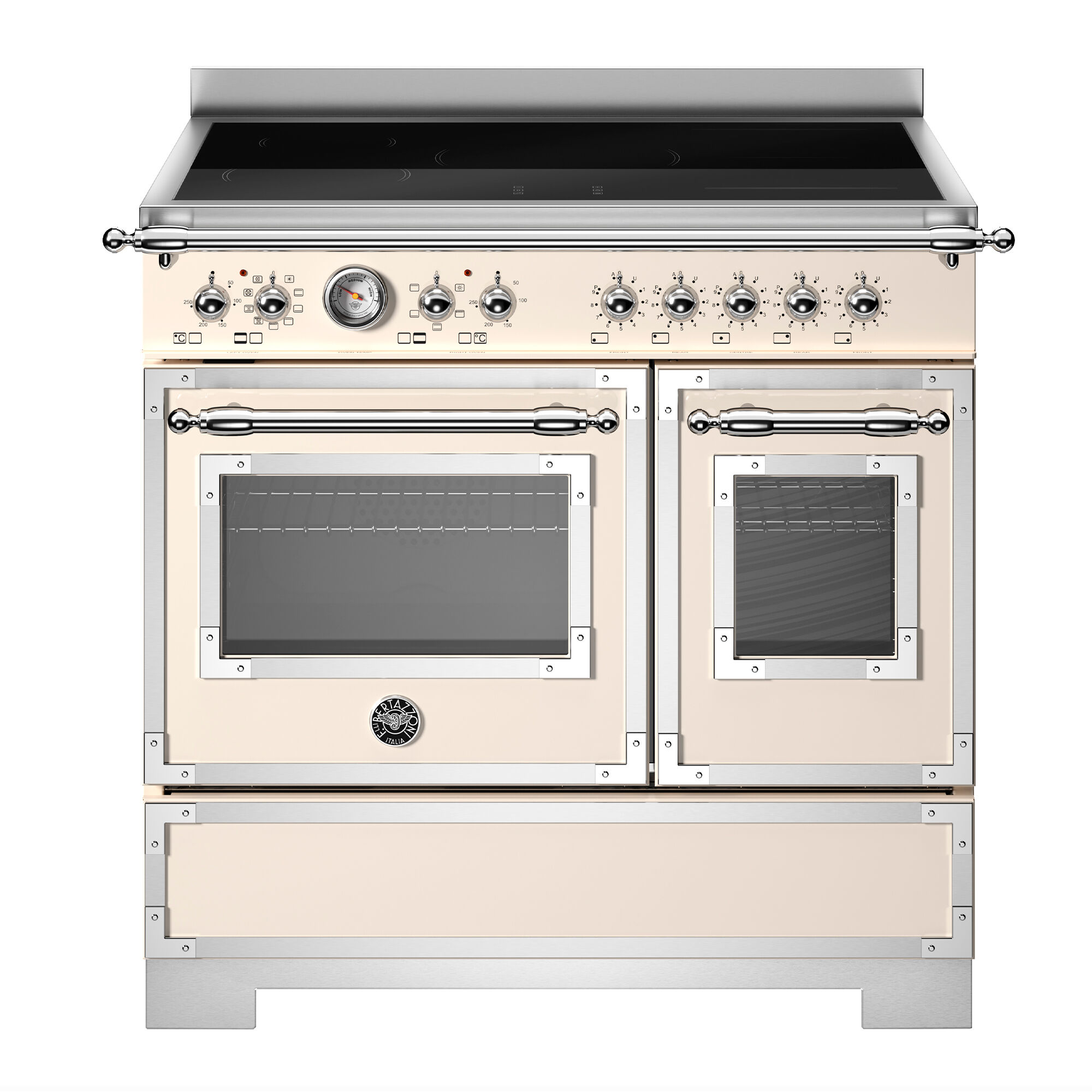 Bertazzoni Her95i2eavt2 Heritage Induktionskomfur 90 Cm Med   Zoner Og   Ovne  Elfenbenshvid