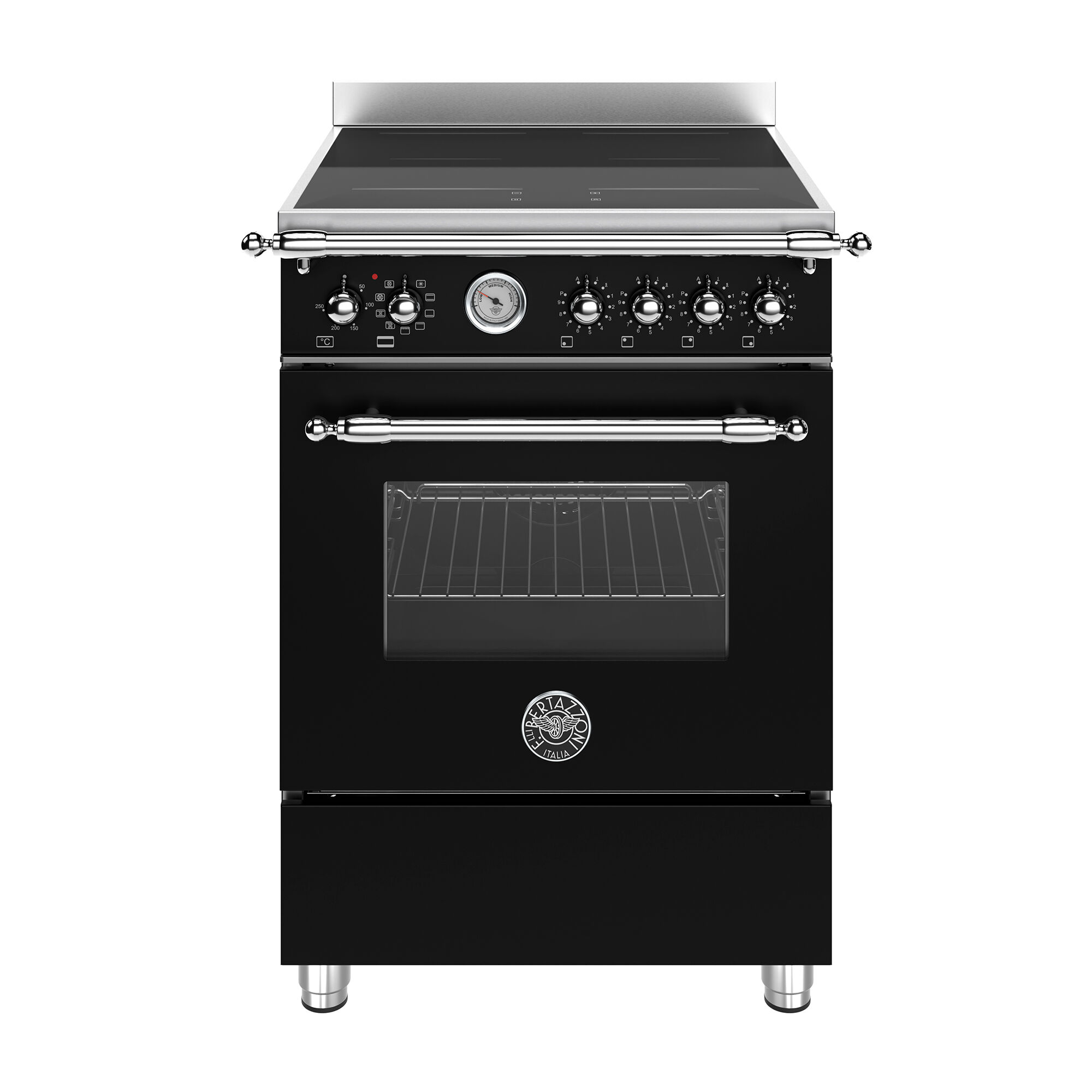 Bertazzoni Her64i1enec2 Heritage Induktionskomfur 60 Cm Med   Zoner Og   Ovn  Mat Sort
