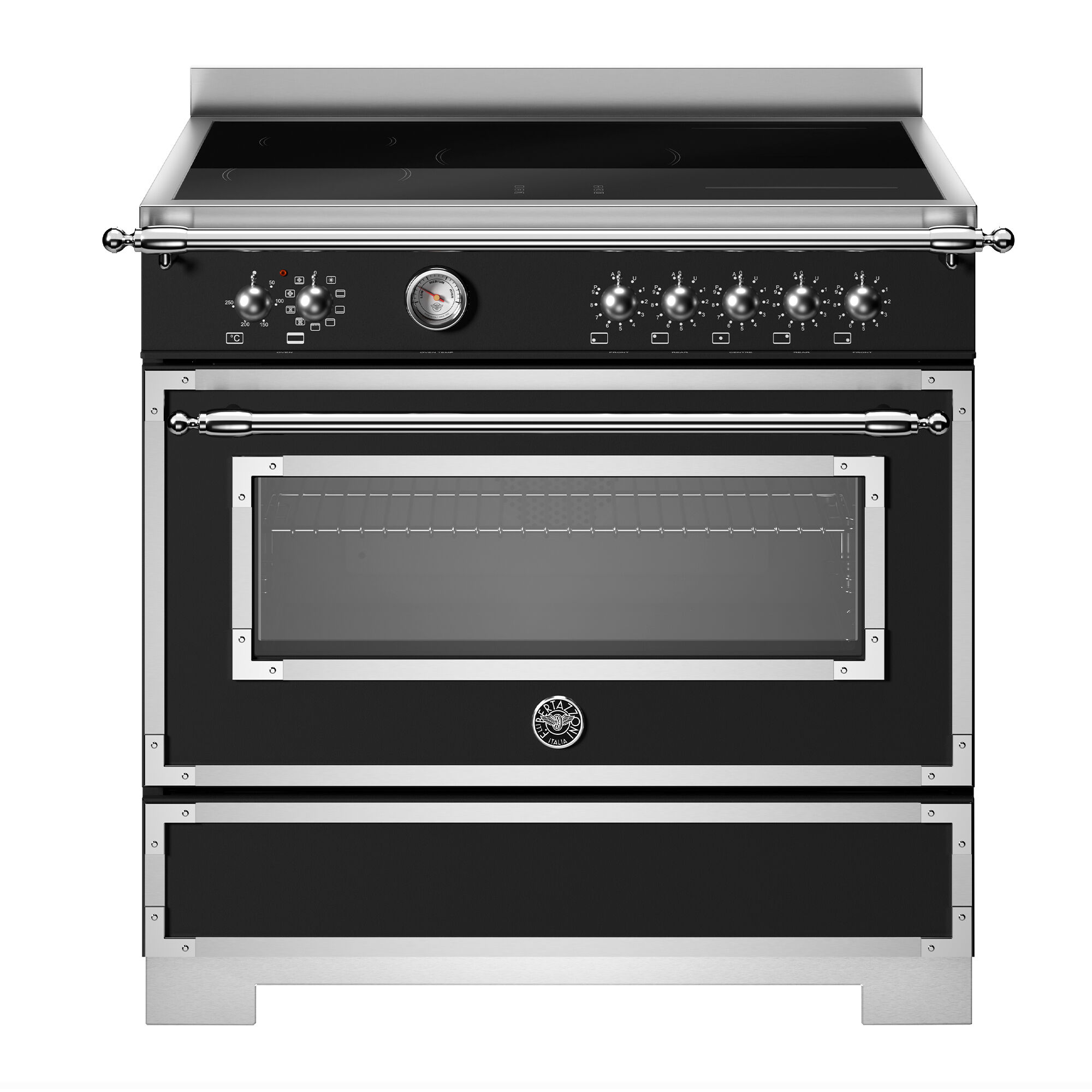 Bertazzoni Her95i1enet2 Heritage Induktionskomfur 90 Cm Med   Zoner Og   Ovn  Mat Sort