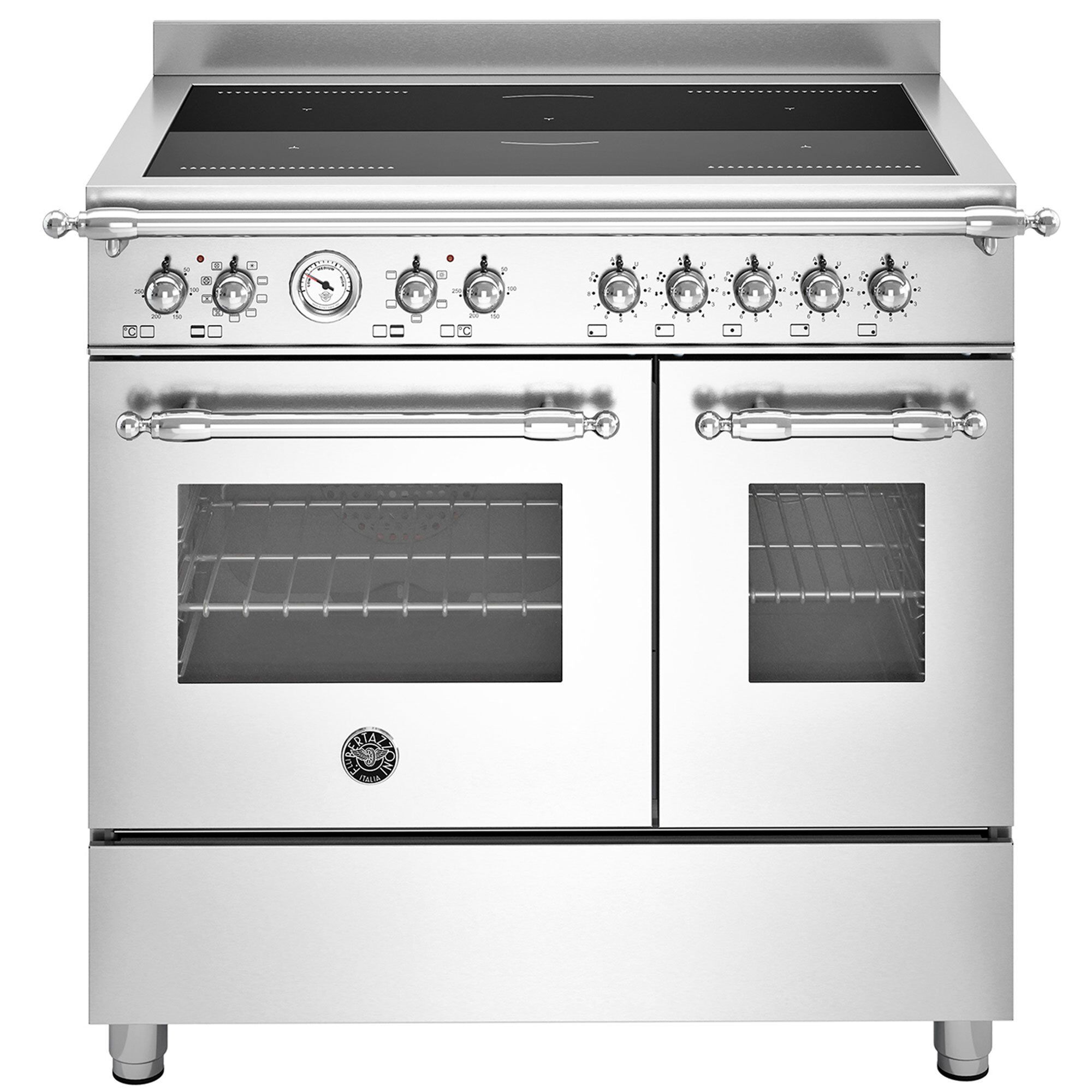 Bertazzoni Her95i2exc Heritage Induktionskomfur Med Dobbeltovn 90 Cm   Zoner  Rustfri