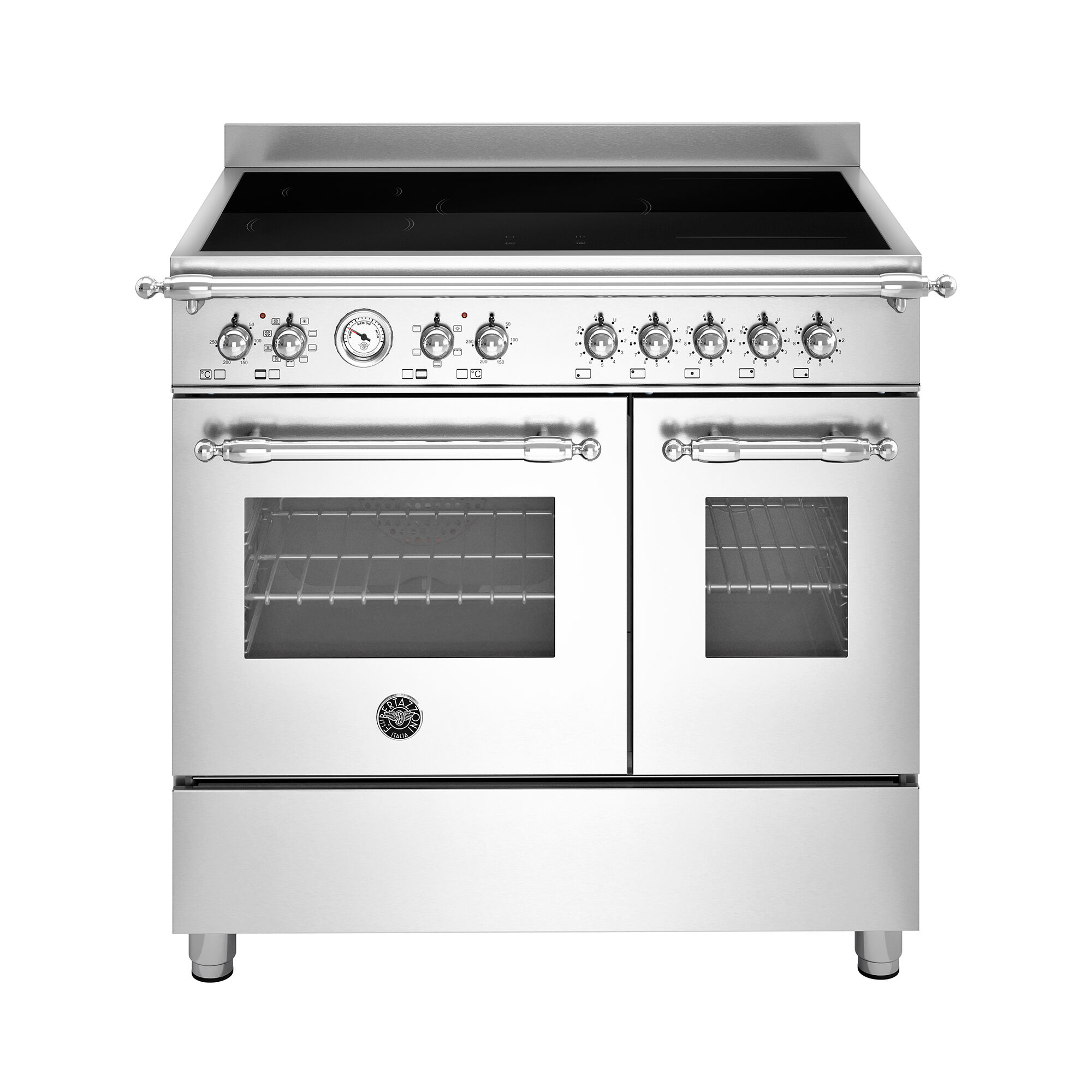 Bertazzoni Her95i2exc2 Heritage Induktionskomfur Uden Dekorramme 90 Cm Med   Zoner Og   Ovne  Rustfrit Stål