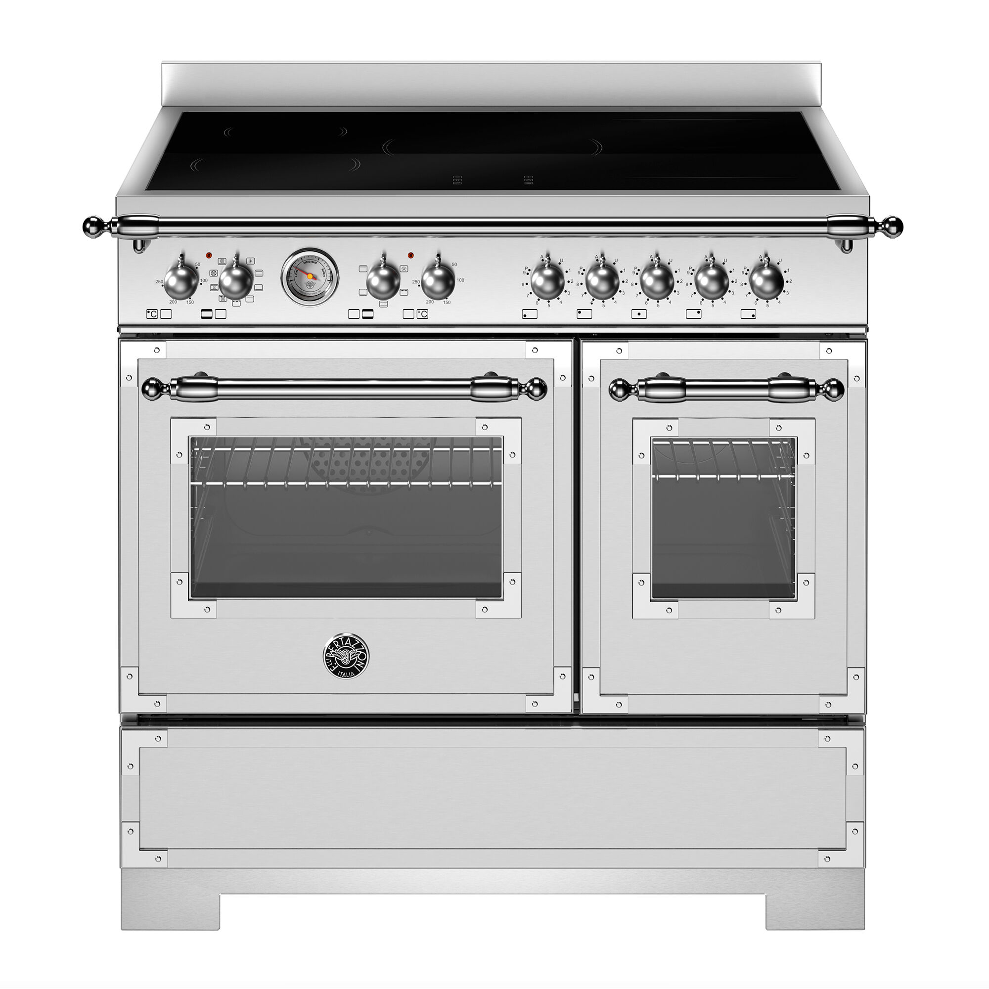 Bertazzoni Her95i2ext2 Heritage Induktionskomfur 90 Cm Med   Zoner Og   Ovne  Rustfrit Stål