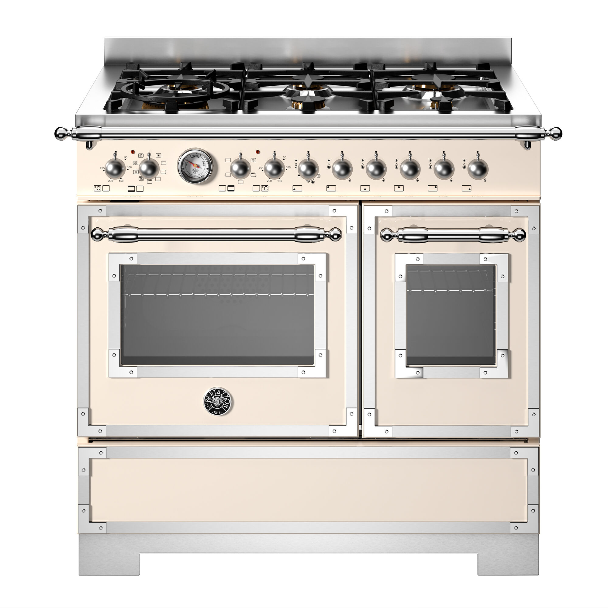Bertazzoni Her96l2eavt2 Heritage Gaskomfur 90 Cm Med   Brændere Og   Ovne  Elfenbenshvid