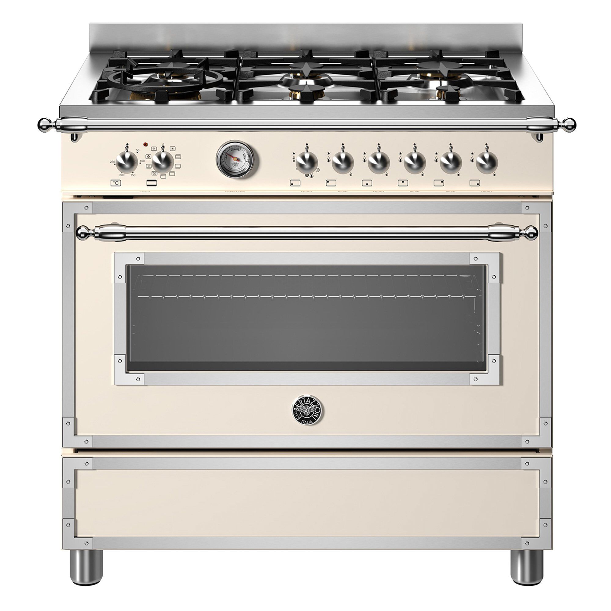 Bertazzoni Her96l1eavt Heritage Gaskomfur Med Ovn  90 Cm  Cremehvid