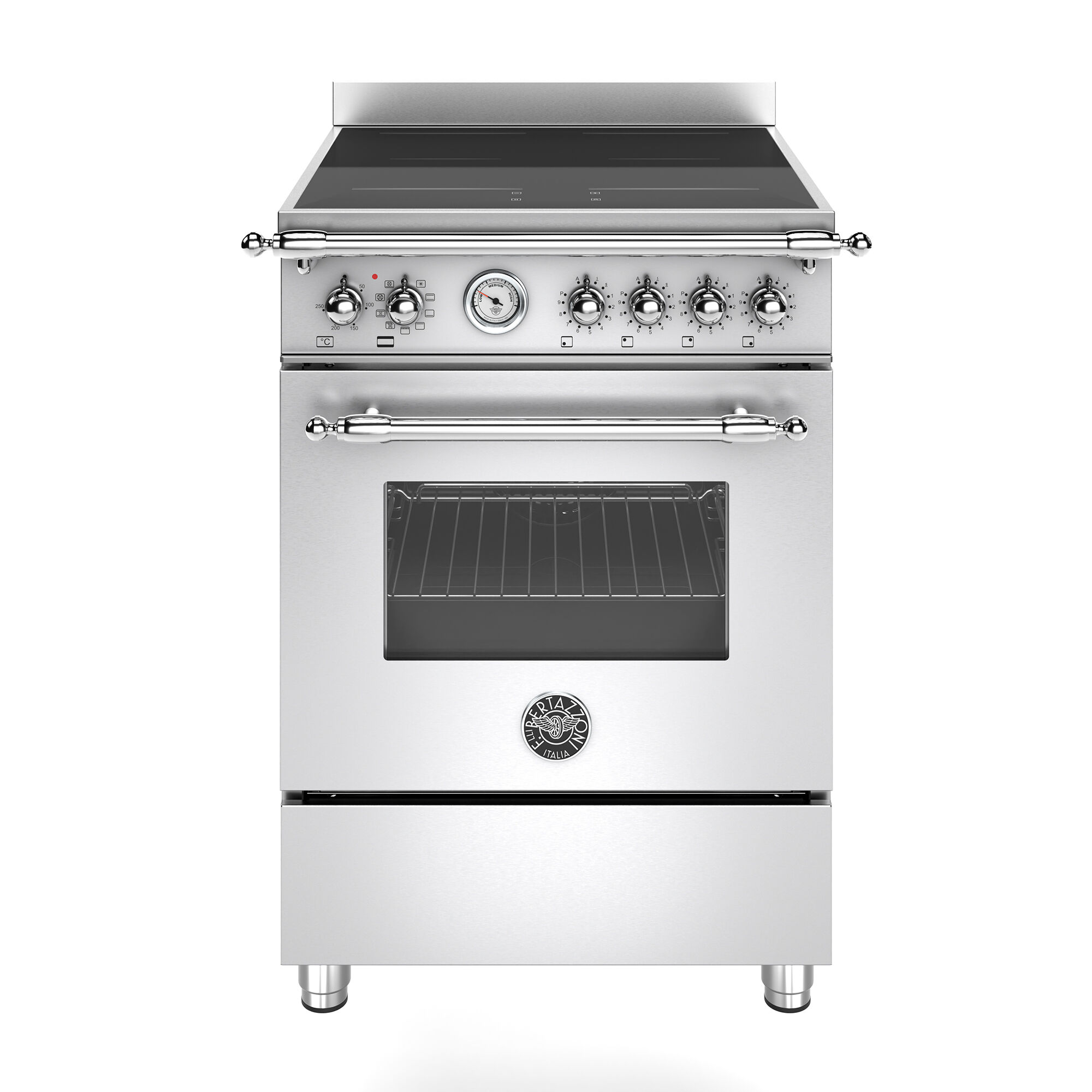 Bertazzoni Heritage Her64i1exc2 Induktionskomfur  60 Cm Med   Zoner Og   Ovn  Rustfrit Stål