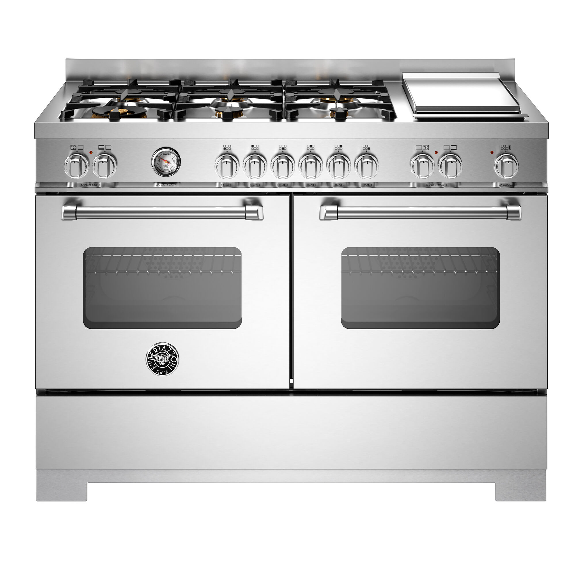 Bertazzoni Mas126g2ext2 Master Gaskomfur 120 Cm Med   Brændere  Stegebord Og   Ovne  Rustfrit Stål