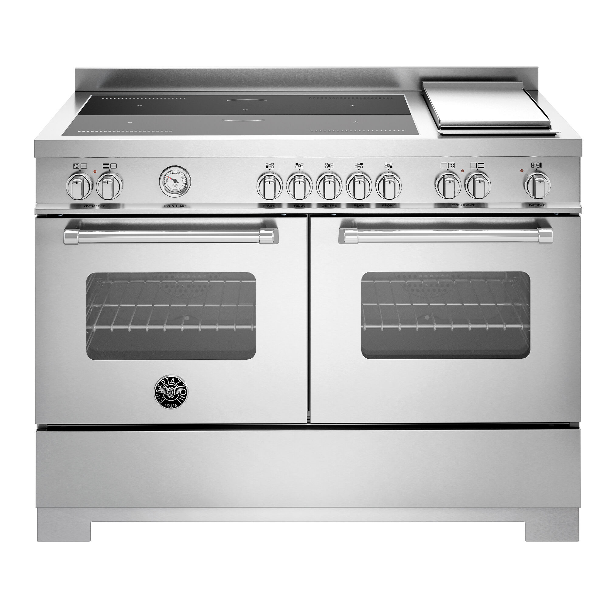 Bertazzoni Mas125i2ext2 Master Induktionskomfur 120 Cm Med   Zoner  Stegebord Og   Ovne  Rustfrit Stål