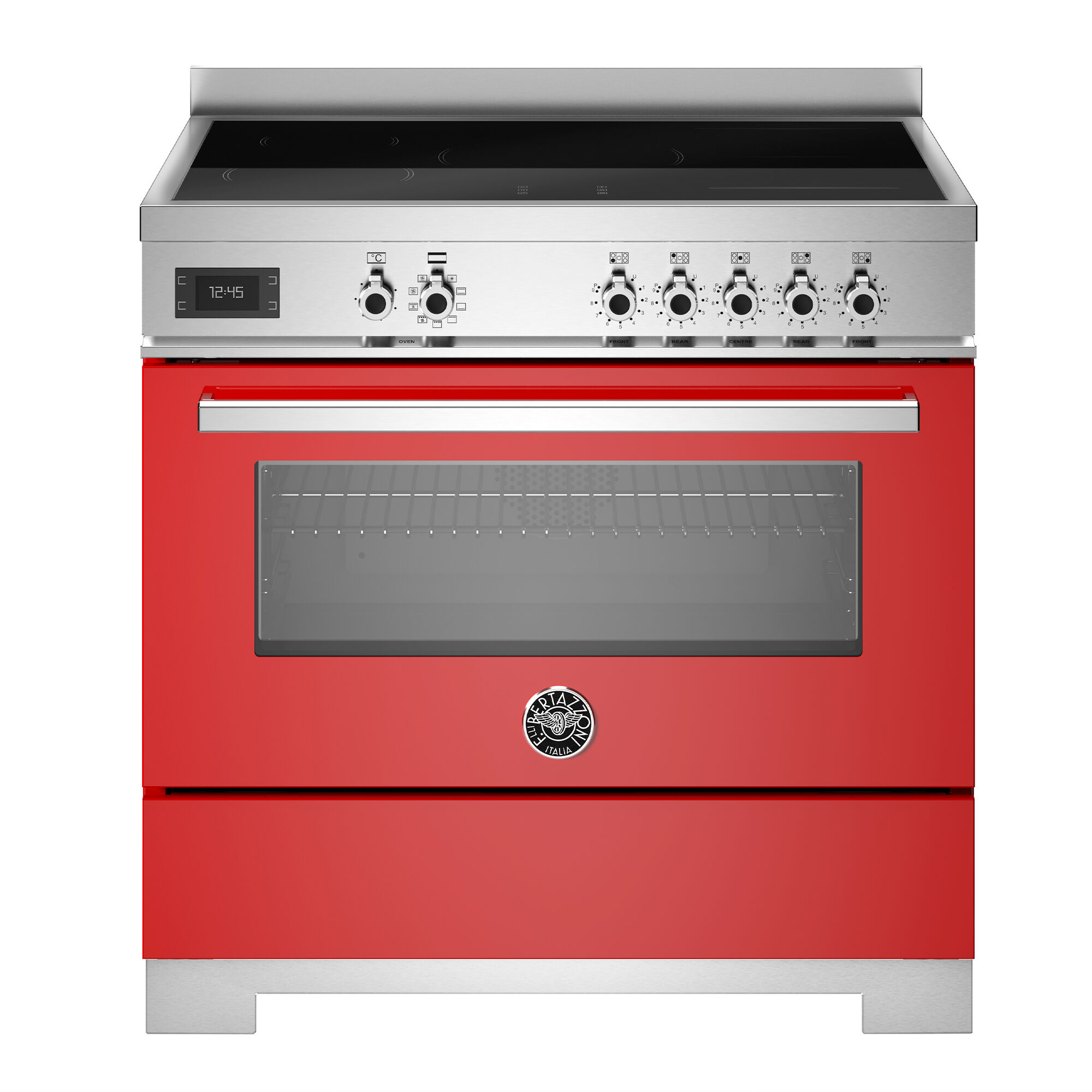 Bertazzoni Pro95i1erot2 Professional Induktionskomfur 90 Cm Med   Zoner Og   Ovn  Rød