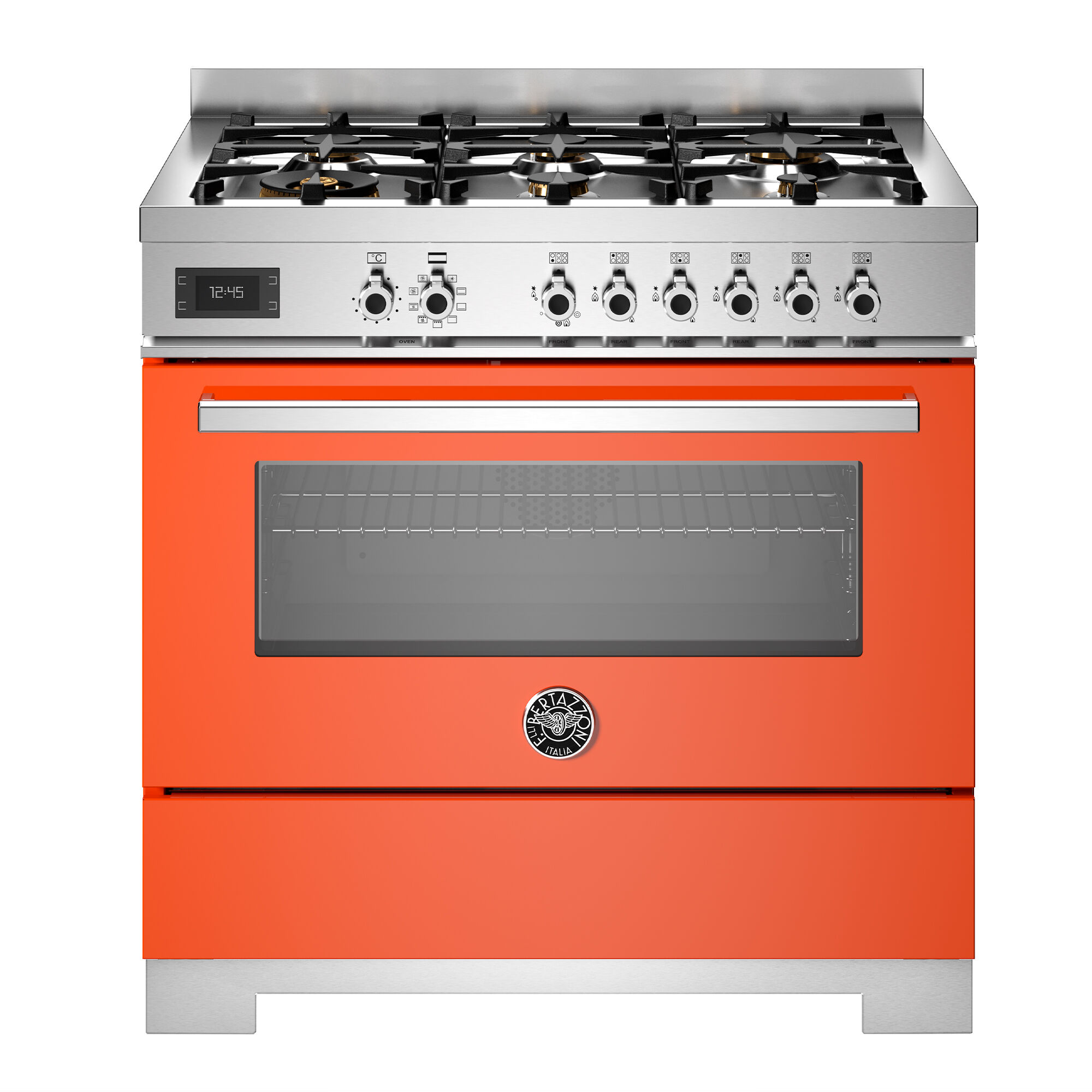 Bertazzoni Pro96l1eart2 Professional Gaskomfur 90 Cm Med   Brændere Og   Ovn  Orange