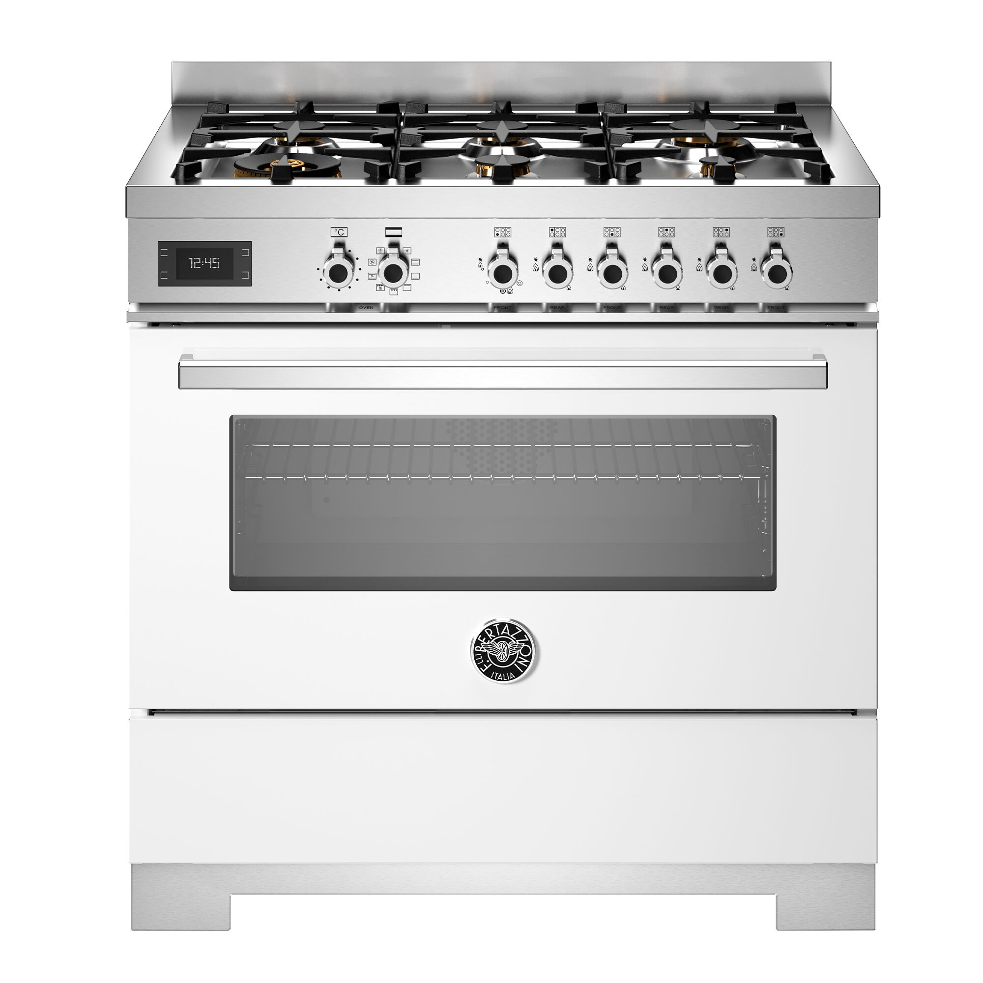 Bertazzoni Pro96l1ebit2 Professional Gaskomfur 90 Cm Med   Brændere Og   Ovn  Hvid