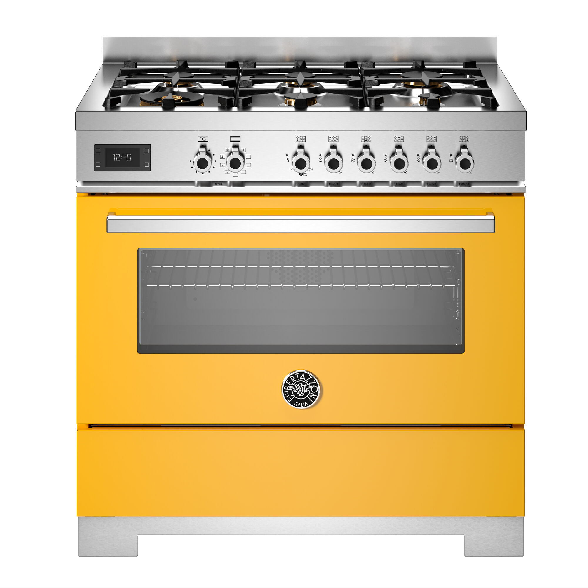 Bertazzoni Pro96l1egit2 Gaskomfur 90 Cm Med   Brændere Og   Ovn  Gul