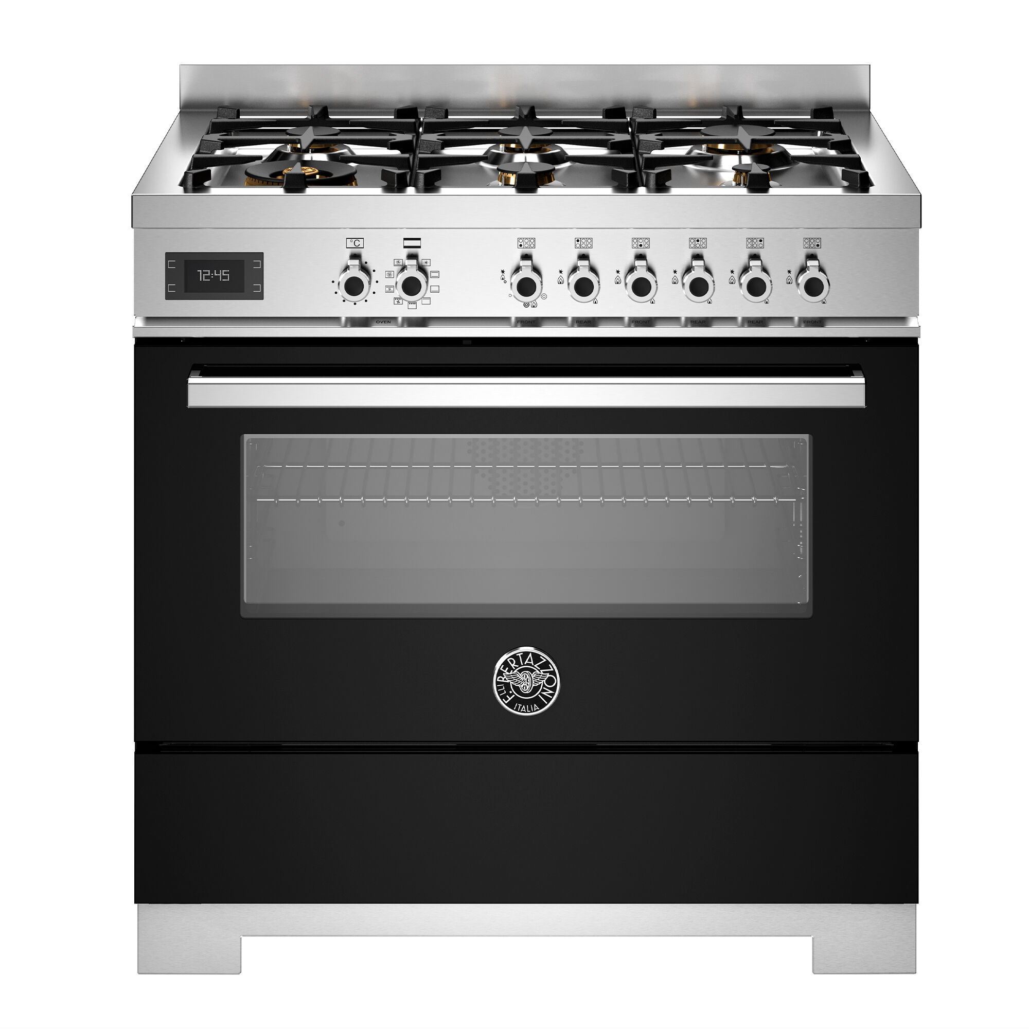 Bertazzoni Pro96l1enet2 Professional Gaskomfur 90 Cm Med   Brændere Og   Ovn  Sort