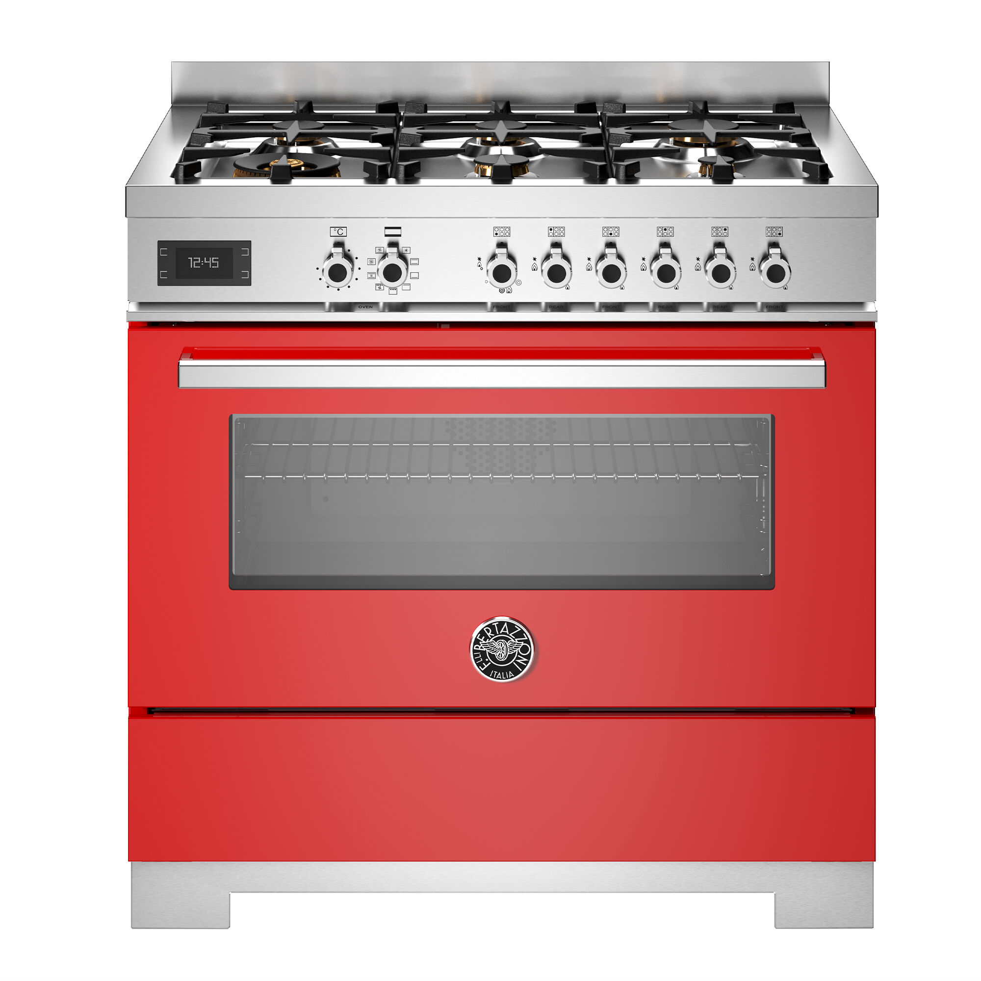 Bertazzoni Pro96l1erot2 Professional Gaskomfur 90 Cm Med   Brændere Og   Ovn  Rød