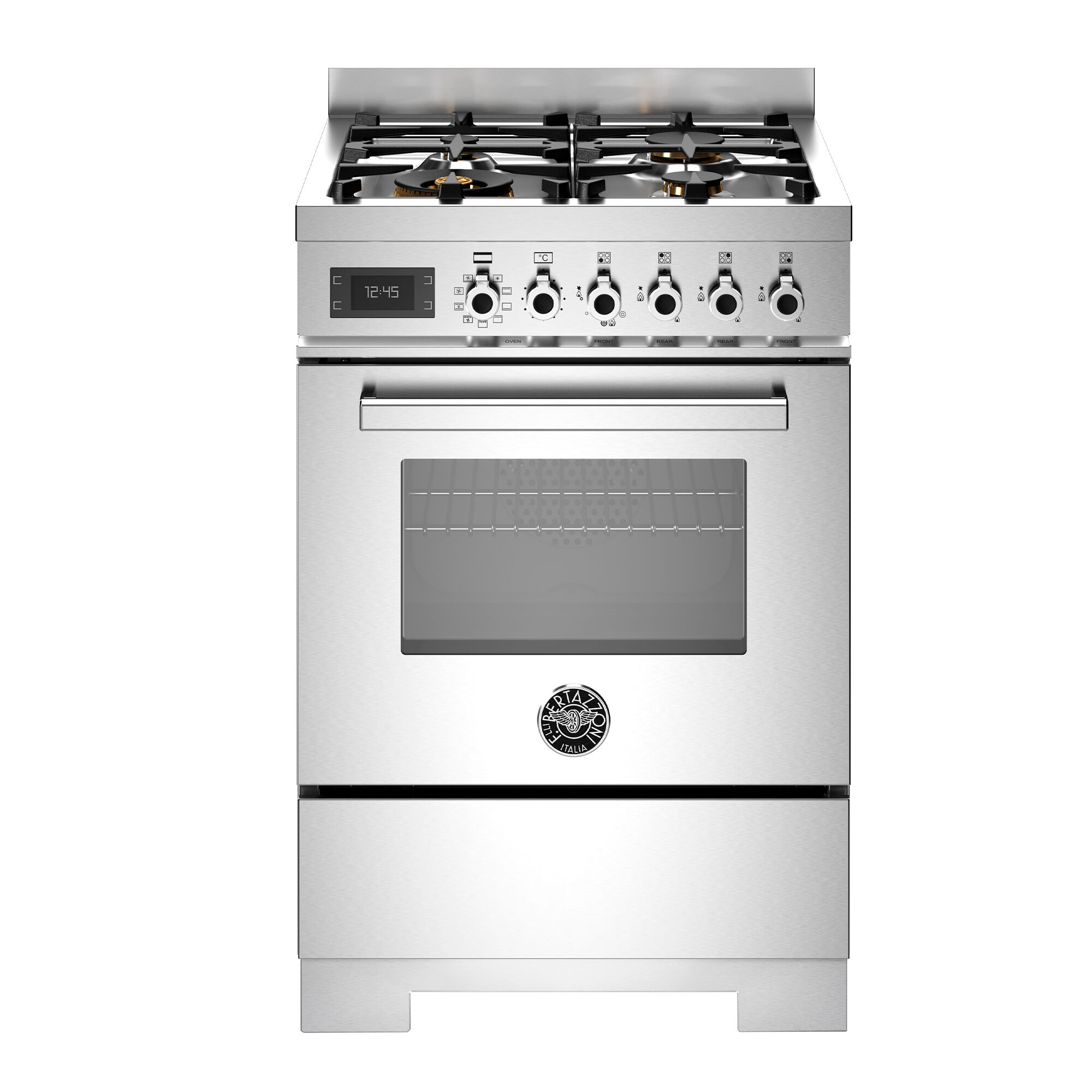 Bertazzoni Pro64l1ext2 Professional Gaskomfur 60 Cm Med   Brændere Og   Ovn  Rustfrit Stål