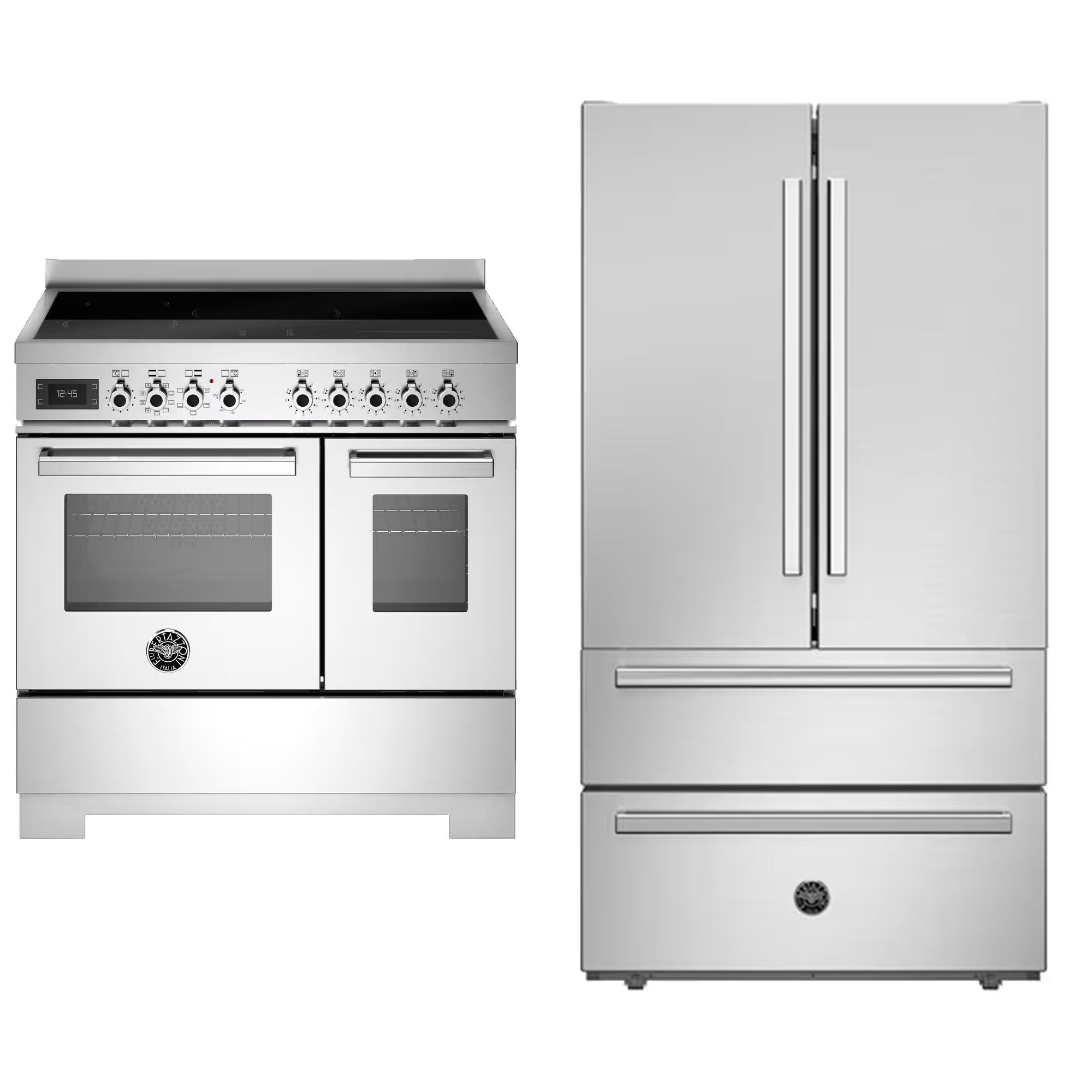 Bertazzoni Professional Pro95i2ext2 Induktionskomfur 90 Cm Med   Zoner Og   Ovne   Ref904ffnxtc Køle-fryseskab   Rustfrit Stål
