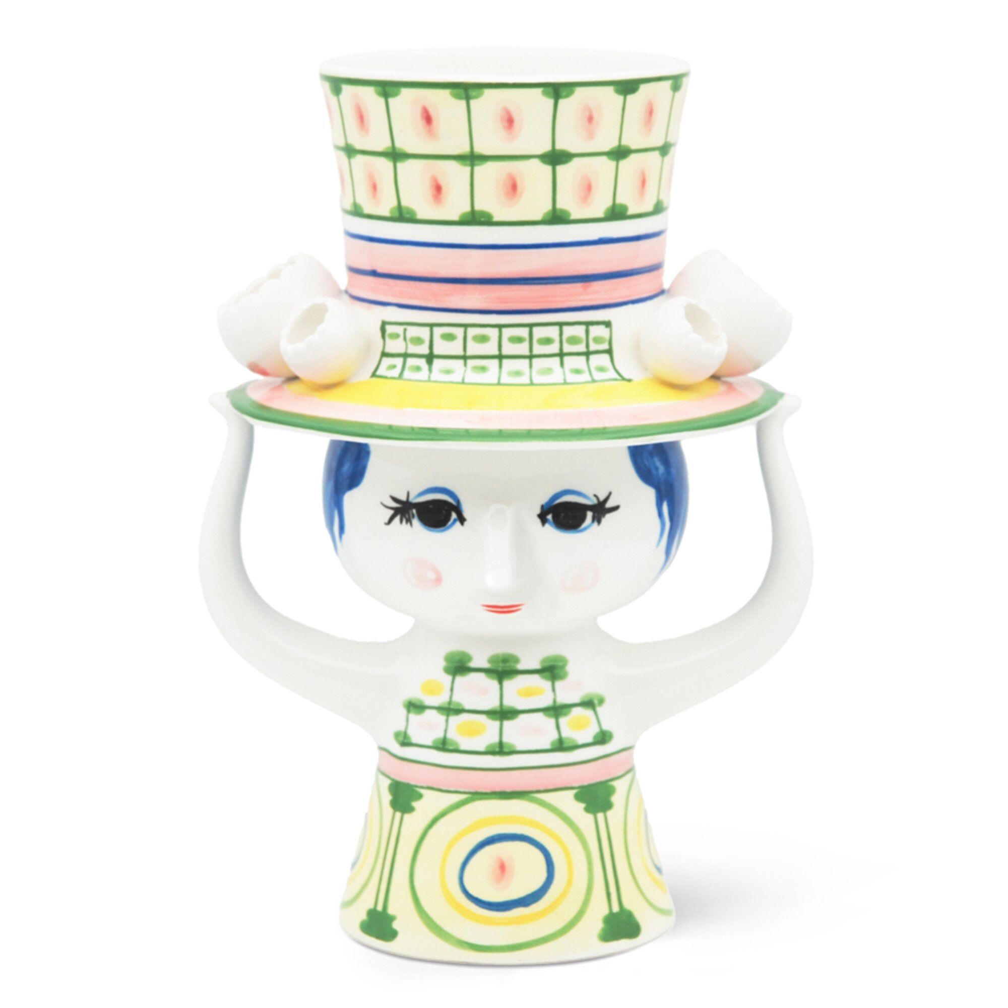 Bjørn Wiinblad Lady With Hat Vase 24   Cm  Grøn