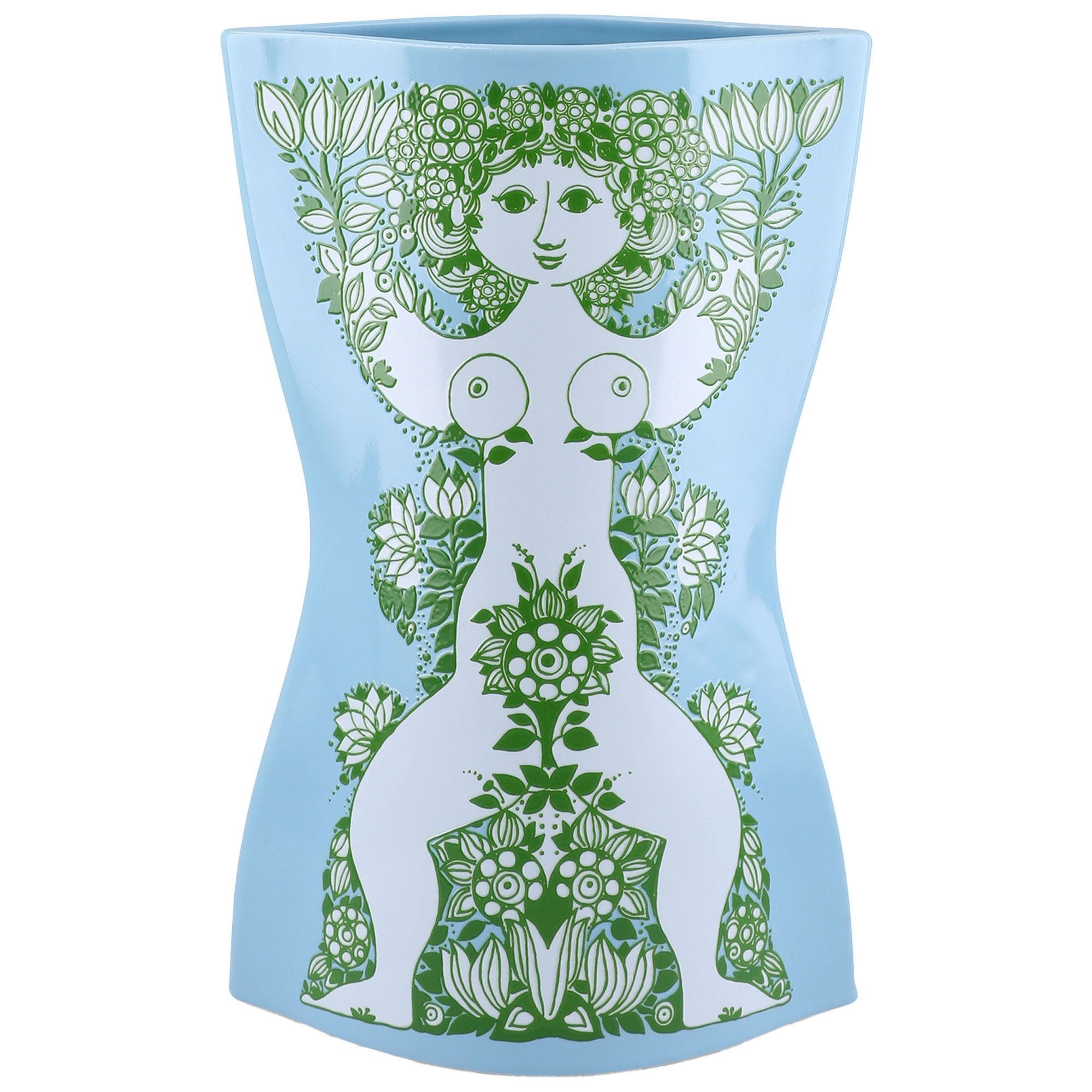 Bjørn Wiinblad Nina Vase 28   Cm  Lyseblå Grøn