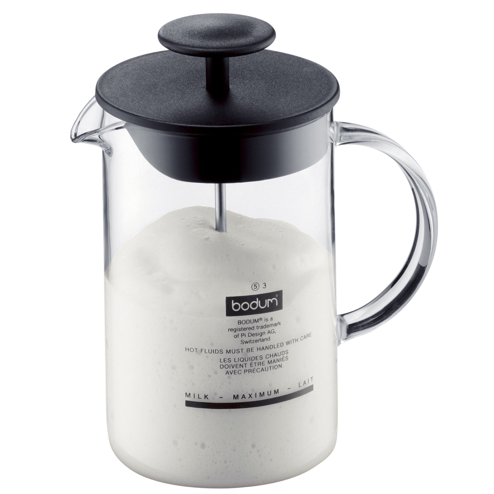 Bodum Latteo Mælkeskummer   Glashåndtag  Sort