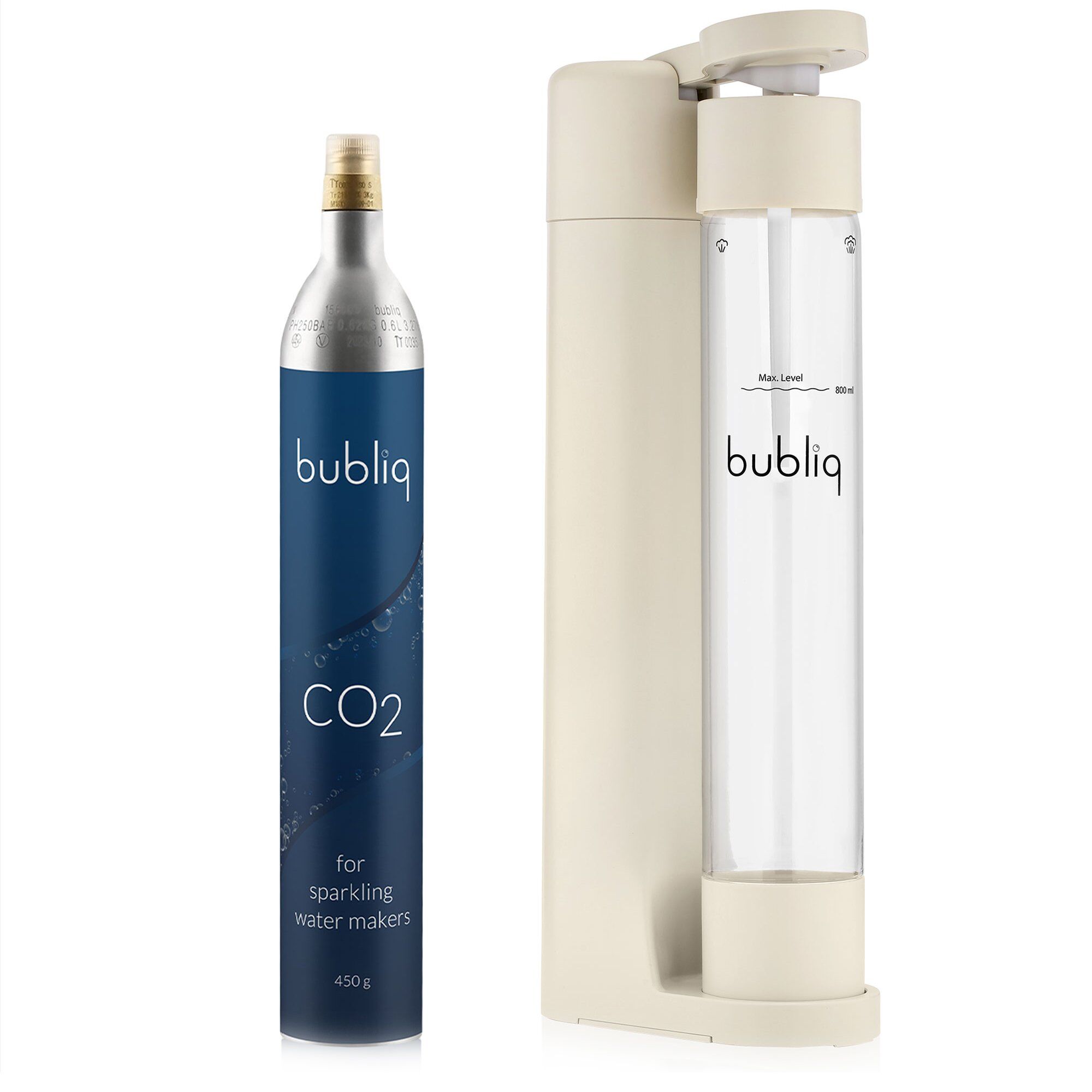 Bubliq Sodavandsmaskine Inkl  Kulsyrepatron  Beige
