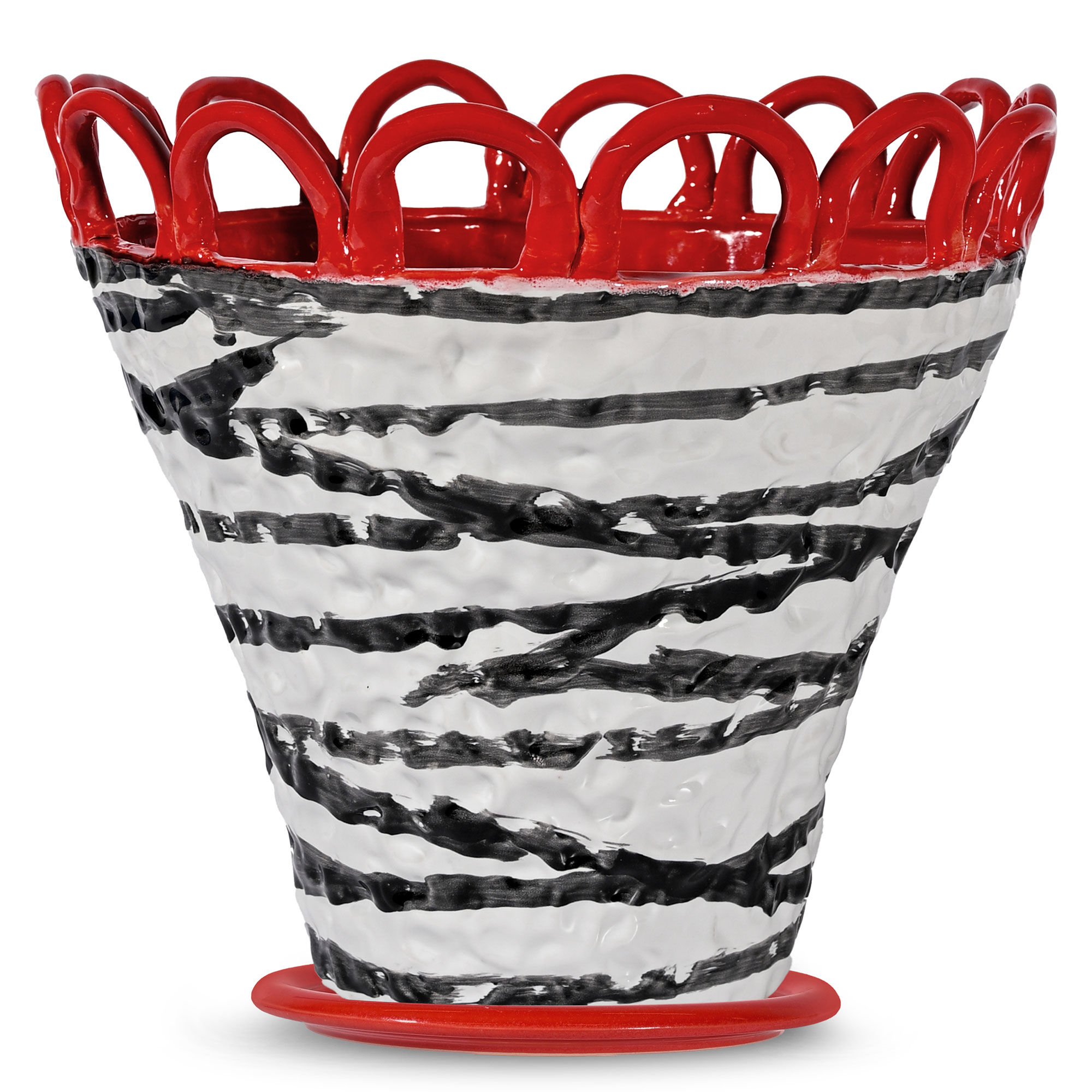 Byon Patty   Krukke 30x26 Cm  Rød Zebrastribet