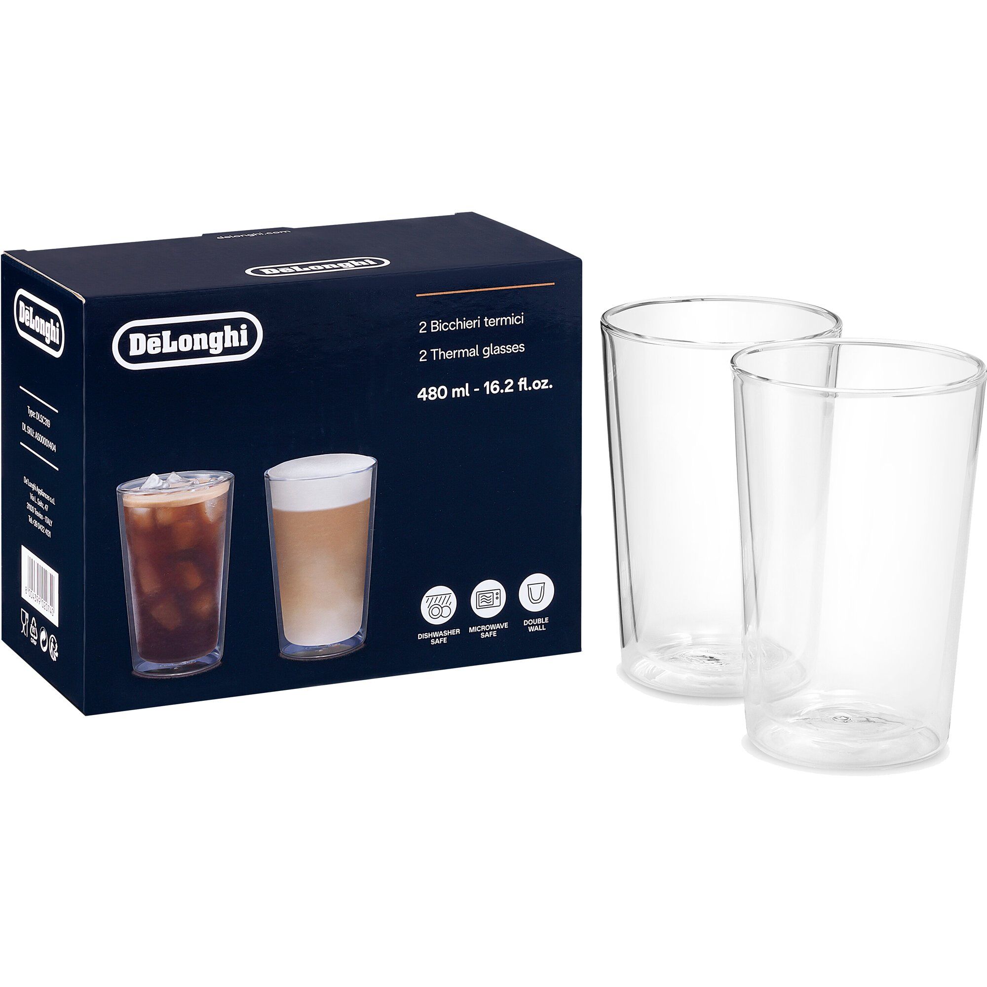 Delonghi Dobbeltvæggede Termoglas 480 Ml   -pak