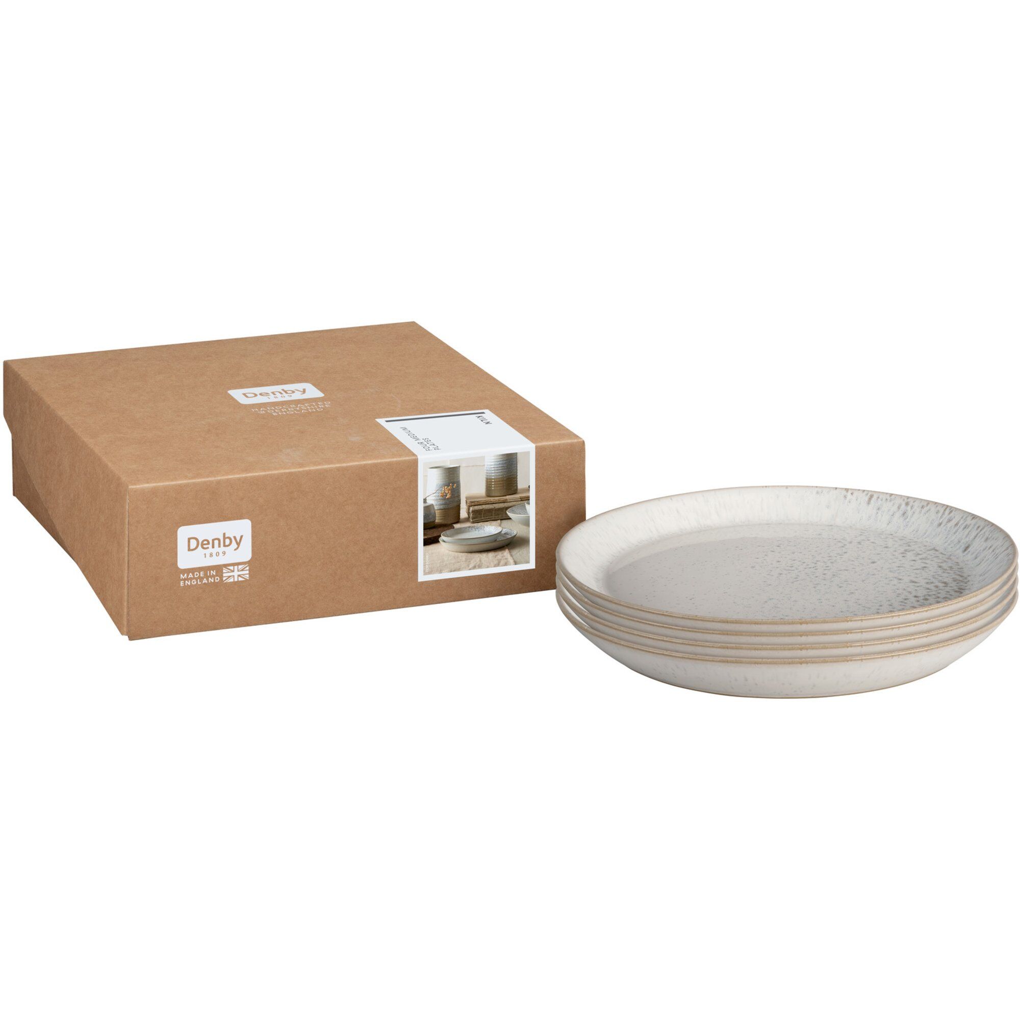 Denby Kiln Tallerken  Mellem   -pak  Hvid Grå