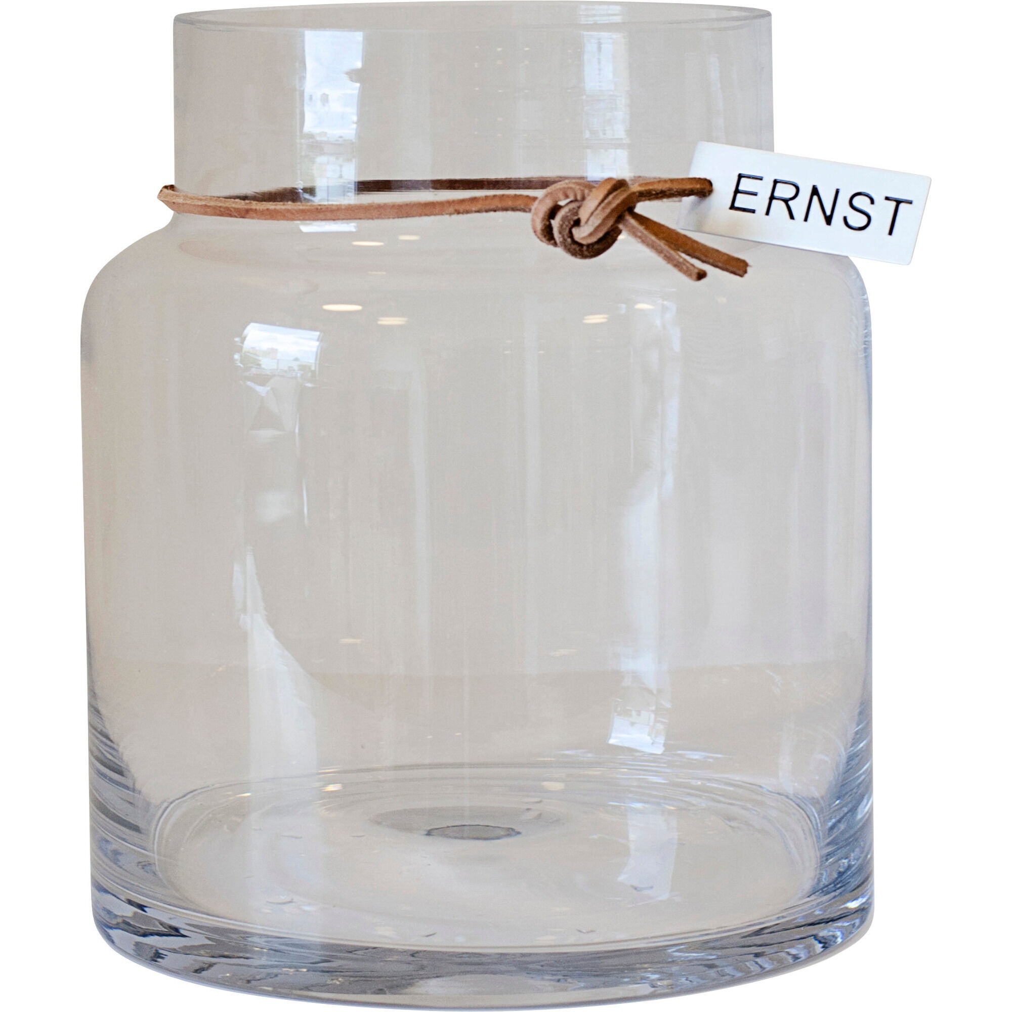 Ernst Glasvase Med Lædersnor  18cm